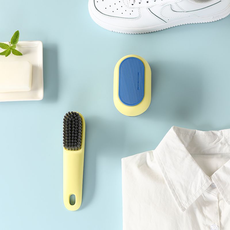 Color-blocking plastic soft bristle shoe brush cleaning brush set, household multi-functional laundry brush, long-handled shoe polish, plastic tool brush Specification image
