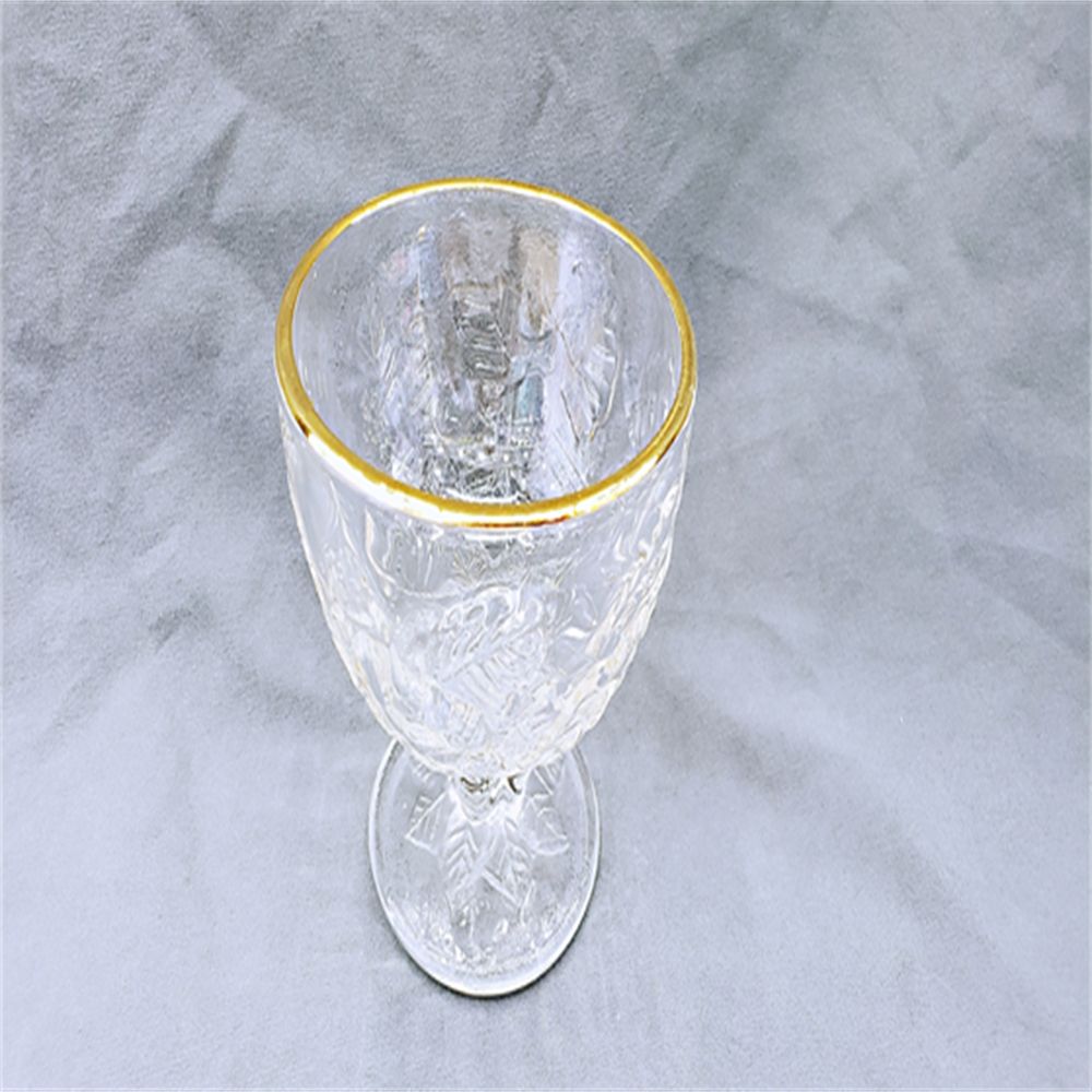 Copa de licor de cristal de pies altos tazas de licor de borde dorado talladas a mano tazas de bala tazas de licor maotai tazas de licor cristal de cristal Specification image
