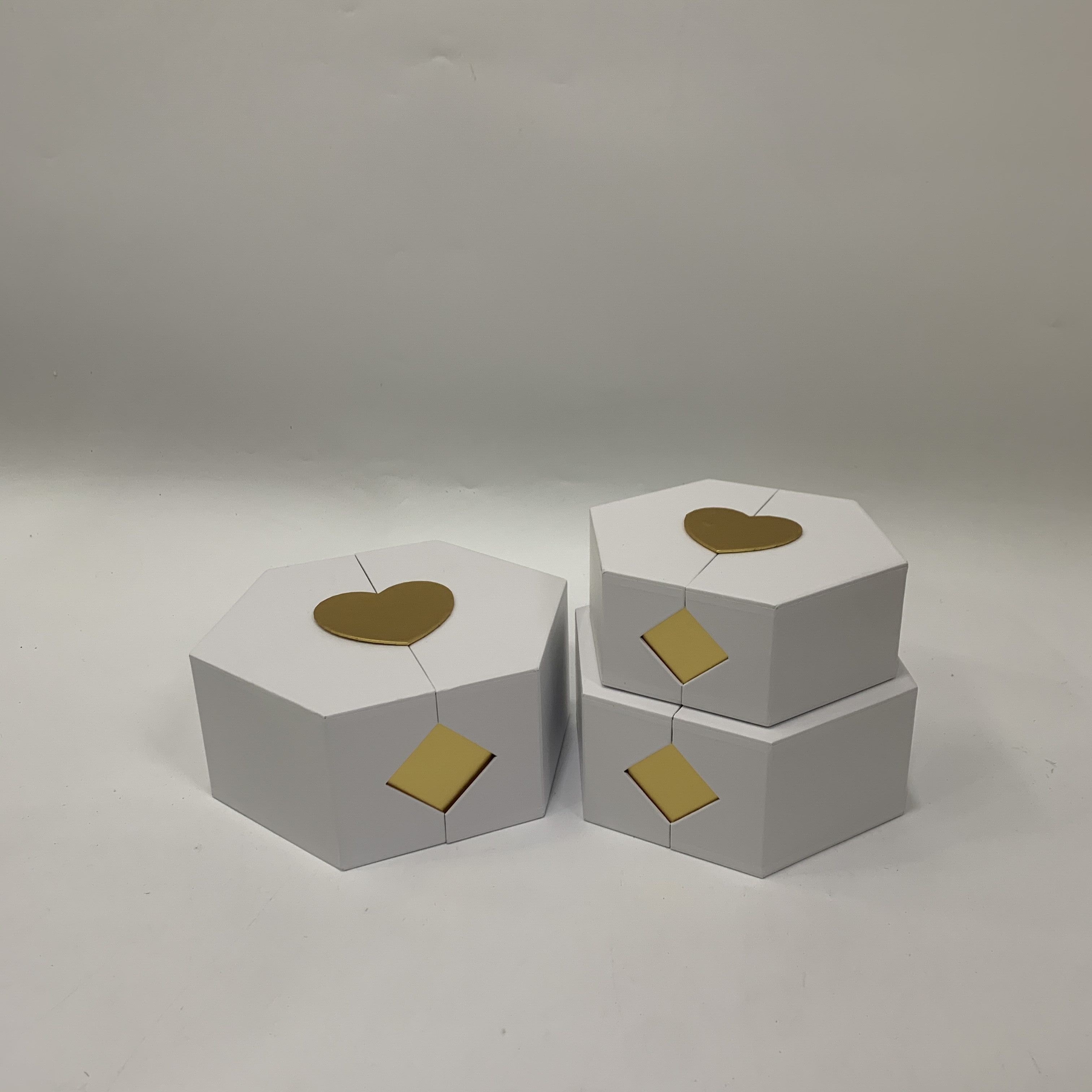 Vina Hexagonal Double Opening high-end flower gift box packaging gift box, wedding gift box, souvenir gift box, three-piece set details Picture