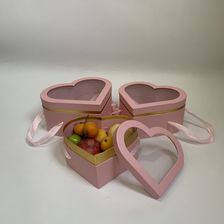 维那 心形开窗手提水果鲜花礼品盒 礼品包装盒 伴手礼盒 花盒  包装盒 三件套