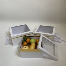 维那 正方开窗手提 水果鲜花礼品盒 礼品包装盒 伴手礼盒 花盒 三件套