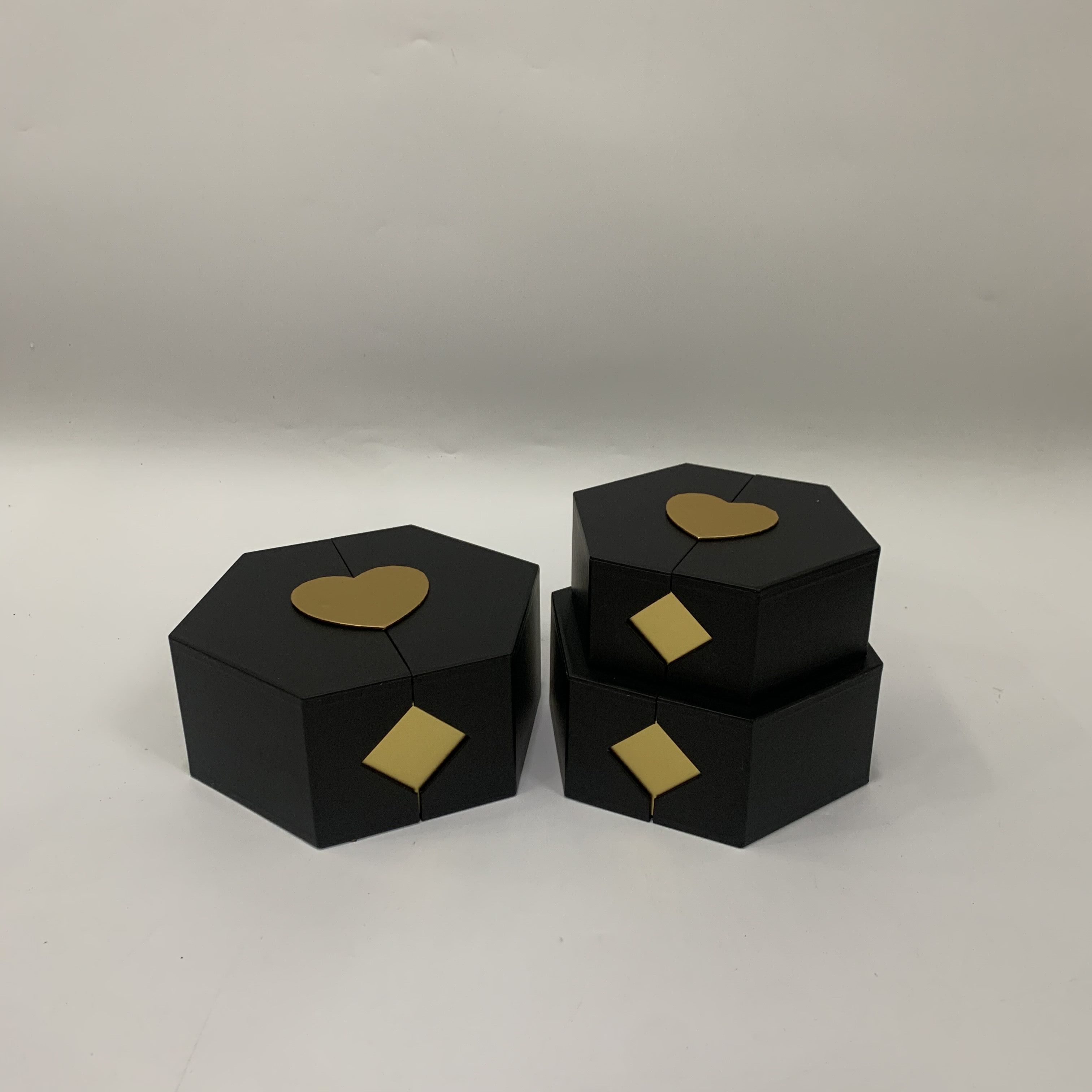 Vina Hexagonal Double Opening high-end flower gift box packaging gift box, wedding gift box, souvenir gift box, three-piece set