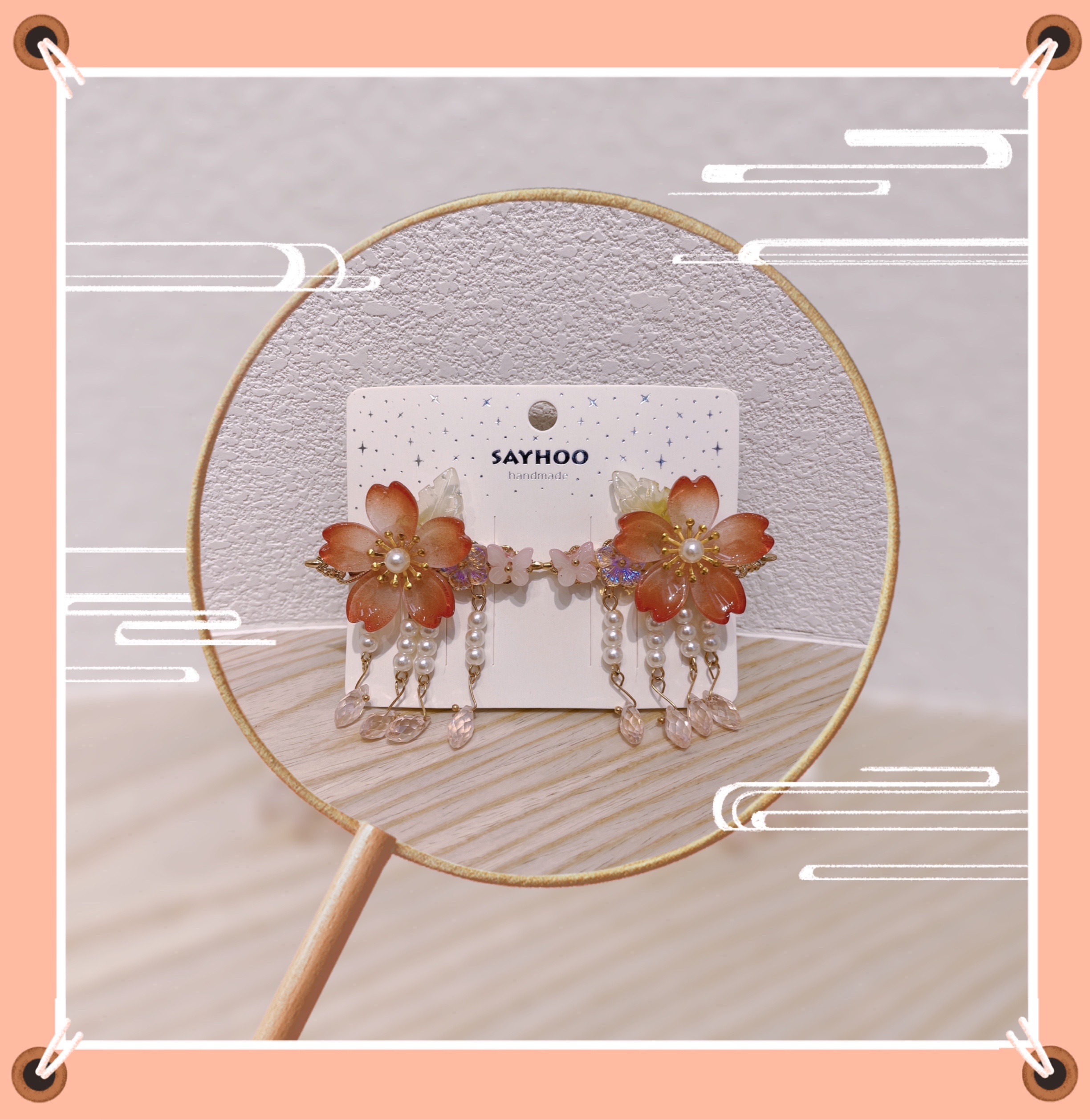 Hairless Hanfu versatile Chinese-style accessories - Spring Colors - Crystal Peach Blossom pairing Specification image
