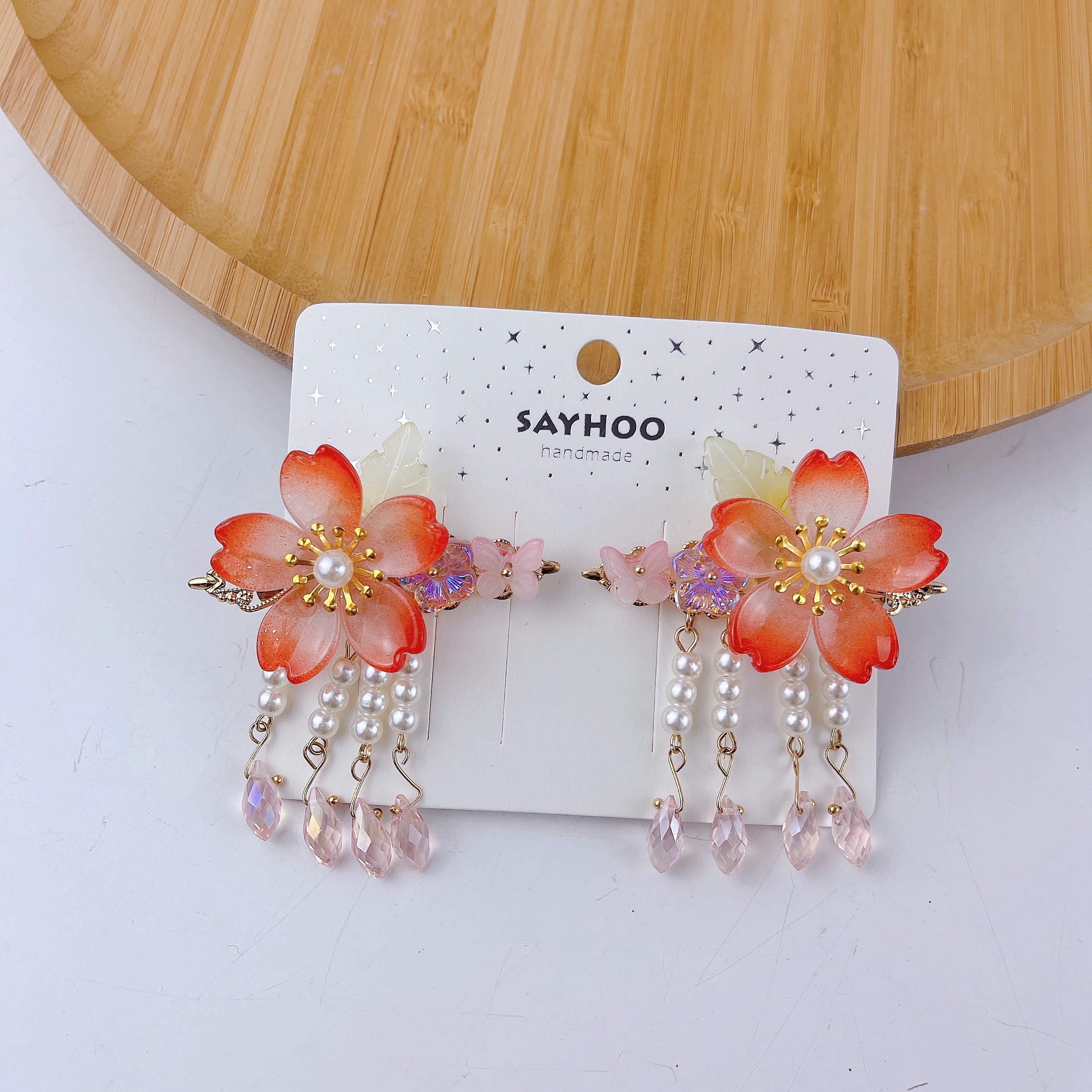 Hairless Hanfu versatile Chinese-style accessories - Spring Colors - Crystal Peach Blossom pairing details Picture