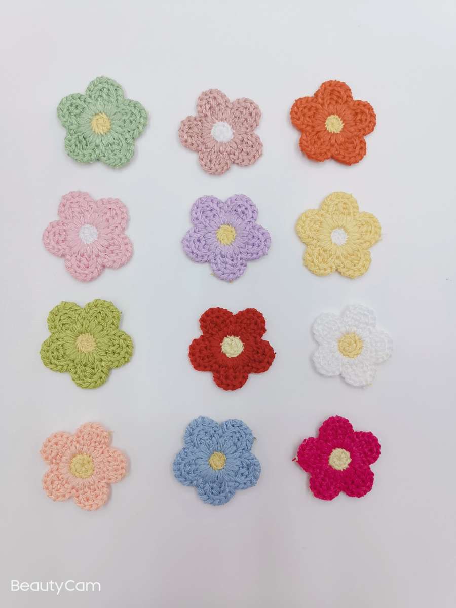 毛线小五瓣花夹子配件头饰 配件服装辅料