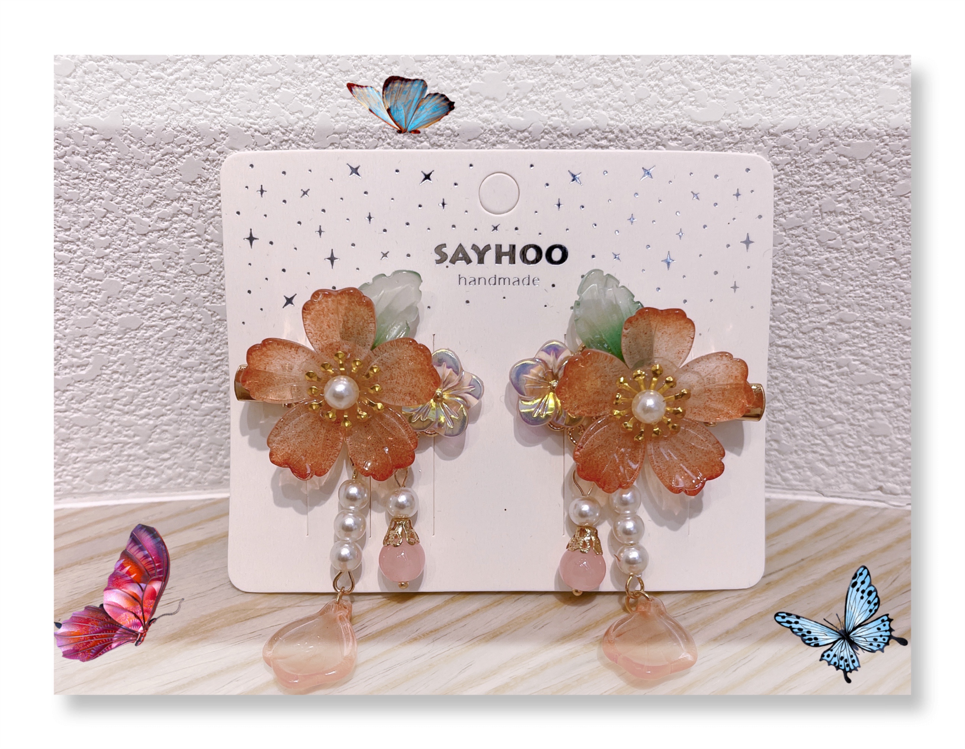 Hairless Hanfu versatile Chinese-style accessories - Spring Colors - Spring Peony Flower Pairing details Picture