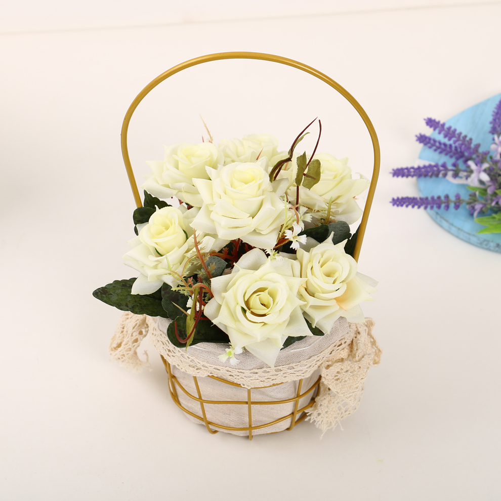 Venta directa de fábrica nueva simulación de hierro de arte rosa set de flores piezas de montaje mesa de centro de sala de estar accesorios de montaje de decoración Item Picture