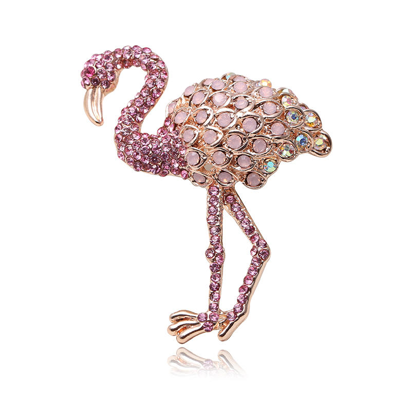 Factory direct sales, popular in foreign trade, Korean fashion flamingo brooches, women's accessories, elegant and luxurious, versatile shawls, pins, brooches, collars, pin buttons and other accessories Item Picture