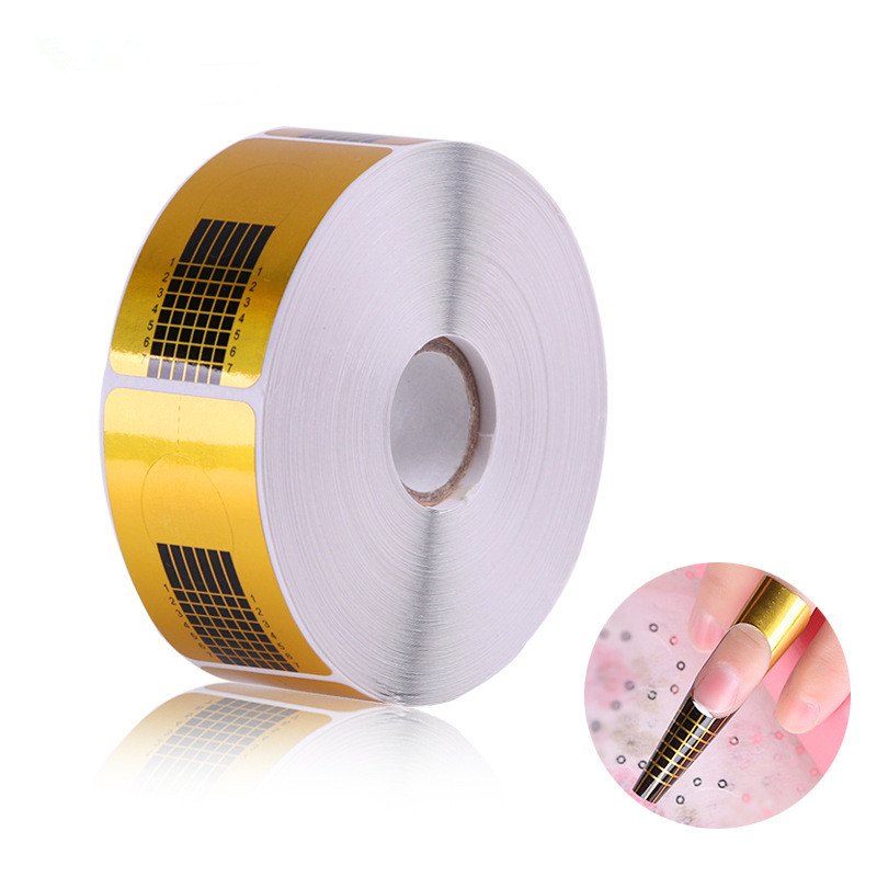 Golden rectangular nail extension tray, light therapy extension finger tray, crystal nail extension paper tray, 500 pieces of nail care products