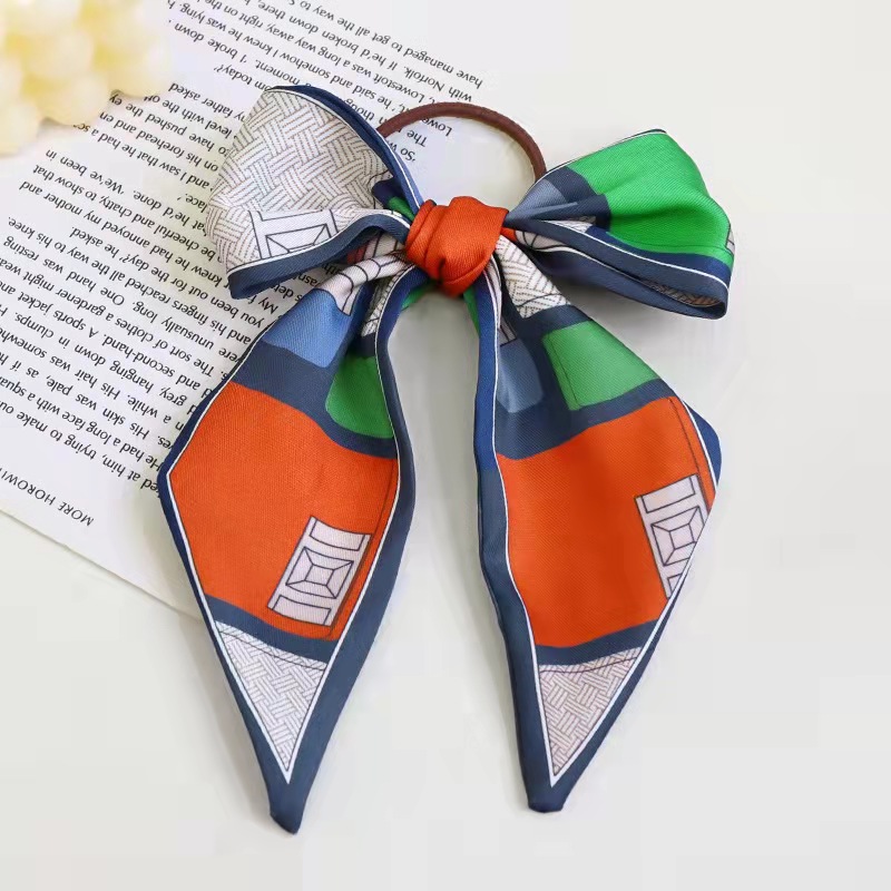 FLY1818韩版新品丝巾发带蝴蝶结发绳 法式领巾飘带束发饰女士发圈