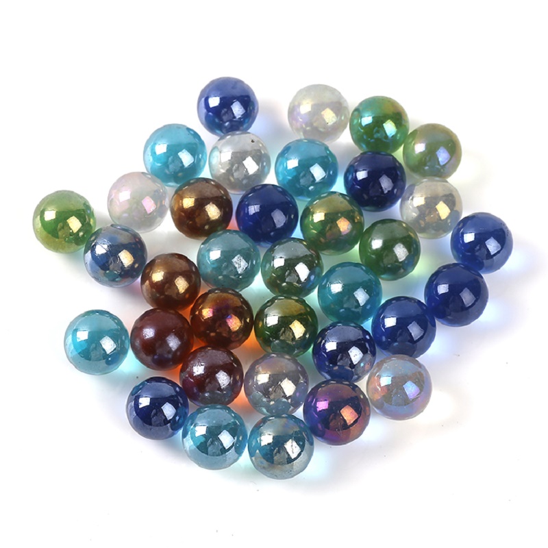 100粒14mm彩色透明玻璃珠1.4cm深蓝绿色粉红琥珀黄色浅兰弹珠圆球图