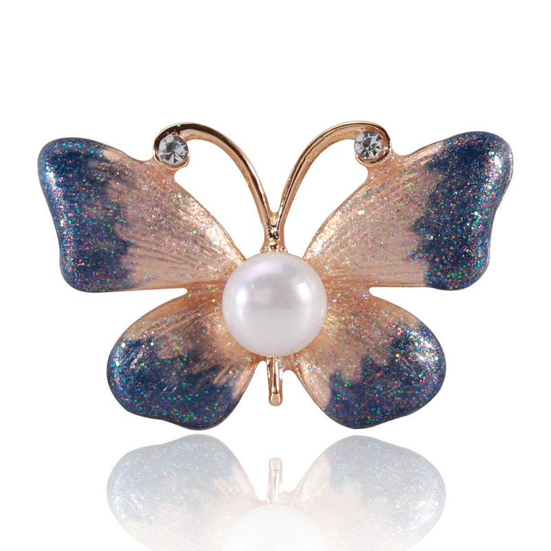 Factory direct sales, popular in foreign trade, high-end new butterfly flying brooch, frosted and painted butterfly natural freshwater pearl brooch, suit accessory Item Picture
