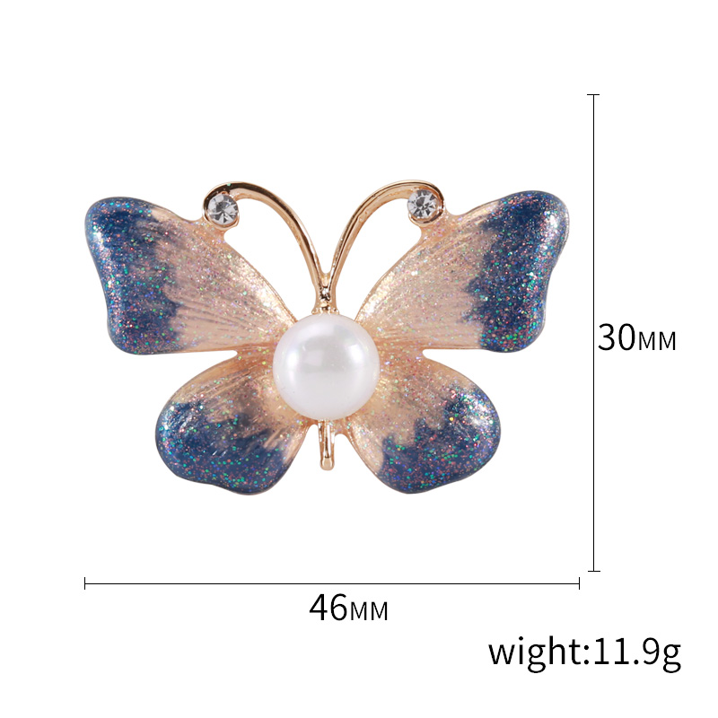Factory direct sales, popular in foreign trade, high-end new butterfly flying brooch, frosted and painted butterfly natural freshwater pearl brooch, suit accessory details Picture