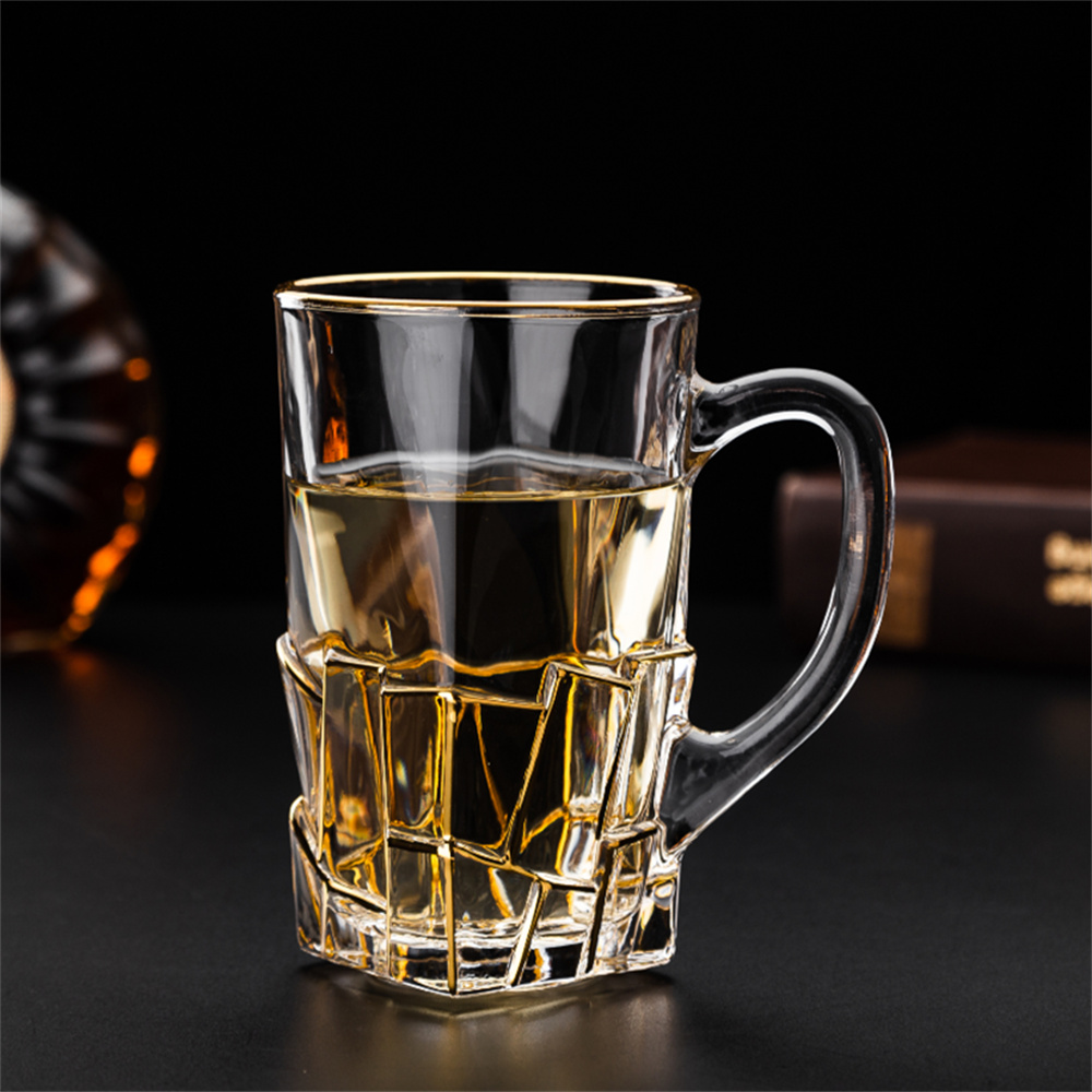 奢华描金水晶玻璃酒杯/威士忌酒杯 洋酒杯/水杯 茶杯 手把杯细节图