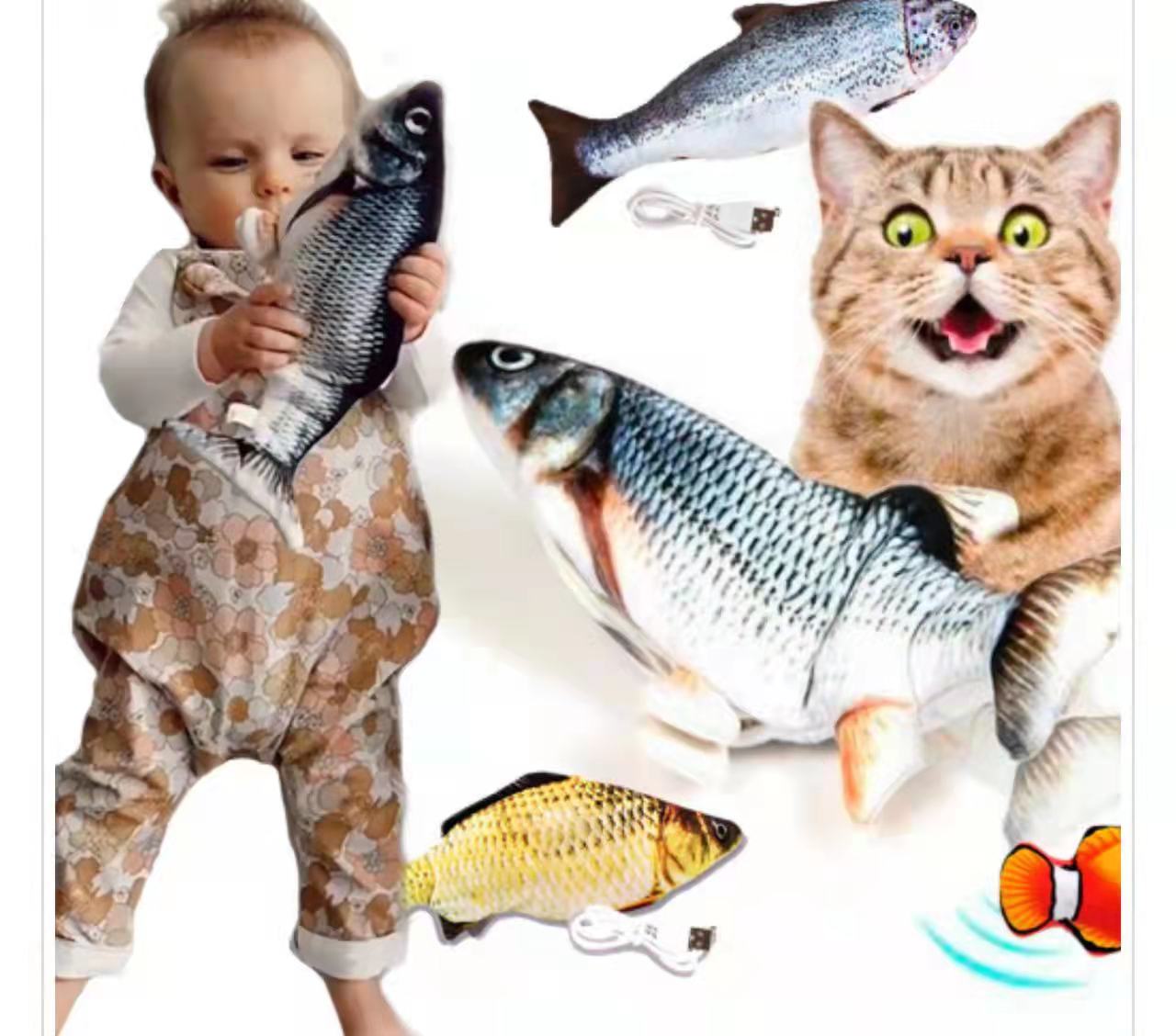 New cross-border electric fish, singing and talking simulation fish, jumping fish, indoor cat play toys, factory direct sales details Picture
