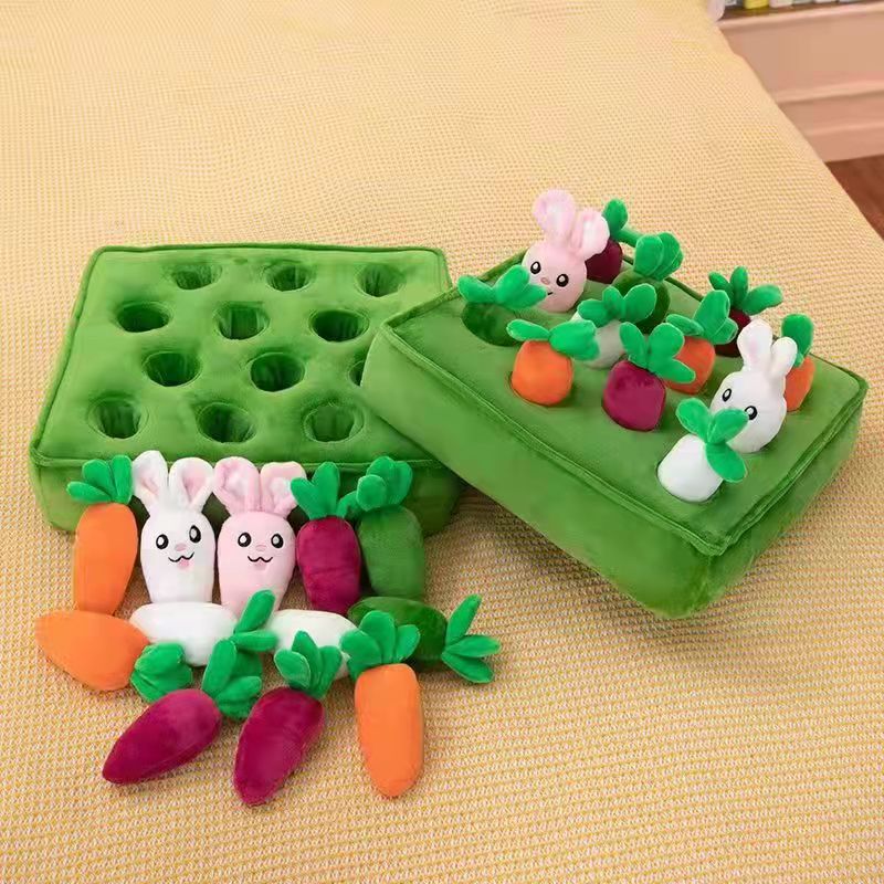 In stock: Radish pulling plush toys, pet gnawing dolls, fruits, vegetables, mushroom picking, children's early education details Picture