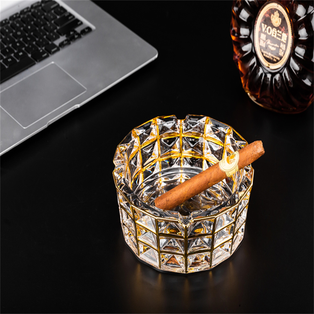 北欧描金轻奢水晶烟灰缸 加厚北欧客厅KTV商用时尚雪茄烟缸 璀璨烟缸200mm 璀璨烟缸162mm  璀璨烟缸127mm