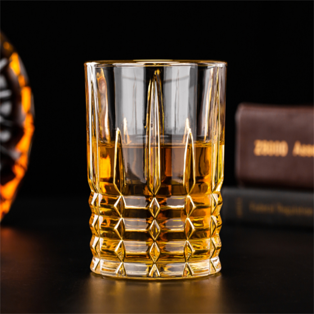 奢华描金水晶玻璃扎啤杯 精酿啤酒杯  威士忌酒杯 洋酒杯 个性创意家用酒杯烈酒杯  花岗岩340ML  420ML