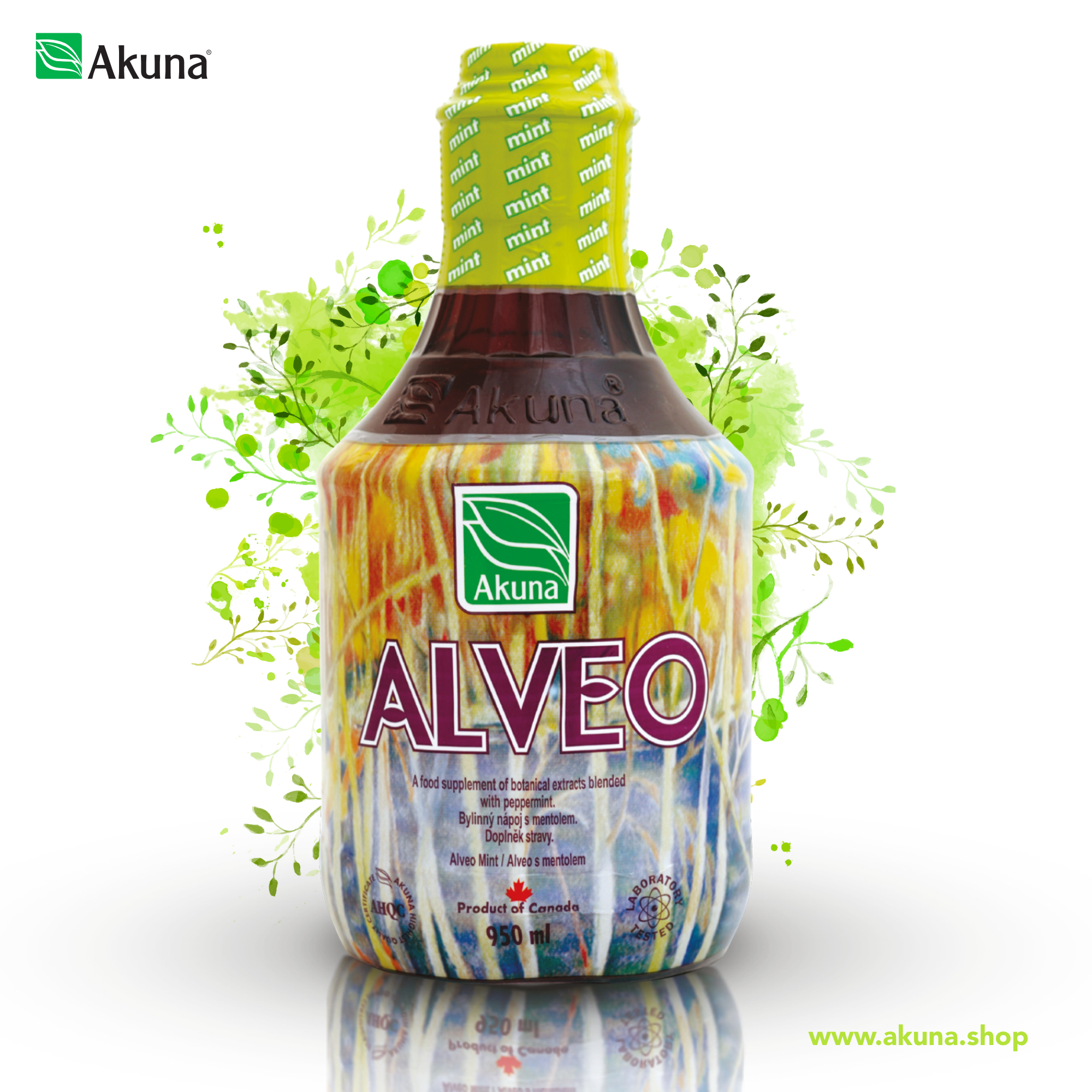 捷克进口Akuna ALVEO 26 种草本提取物薄荷口味饮品  950 ml