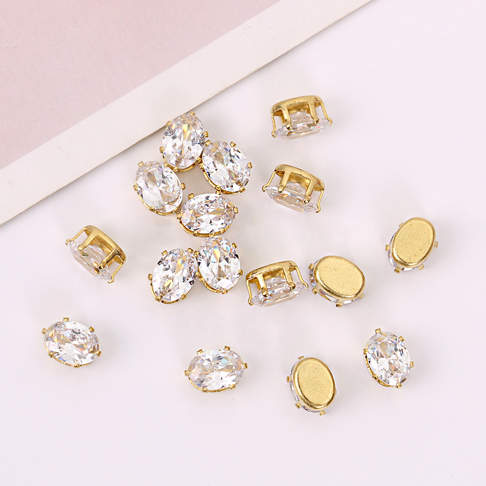 Zircon claw egg-shaped pendants, pendants, earrings, necklaces, accessories, shoes, clothing, wedding dresses, nail art accessories wholesale zircon claw oval Application Scenario
