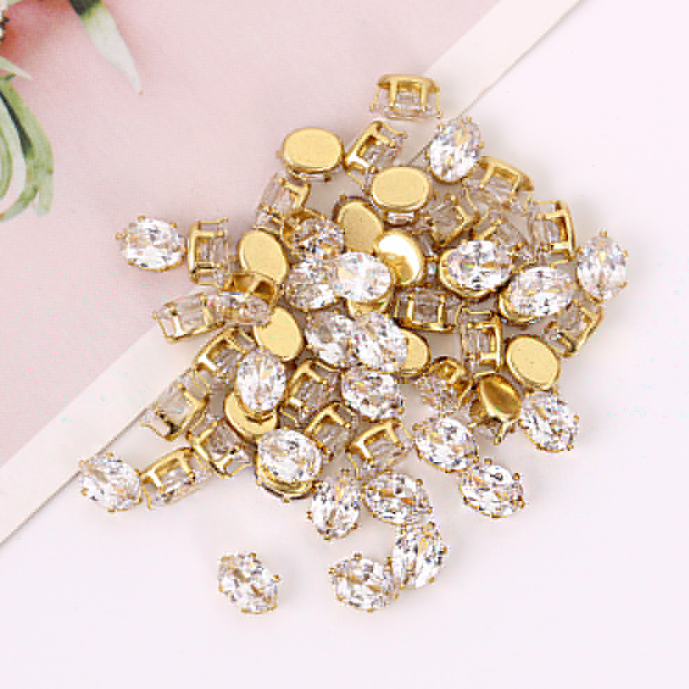 Zircon claw egg-shaped pendants, pendants, earrings, necklaces, accessories, shoes, clothing, wedding dresses, nail art accessories wholesale zircon claw oval Specification image
