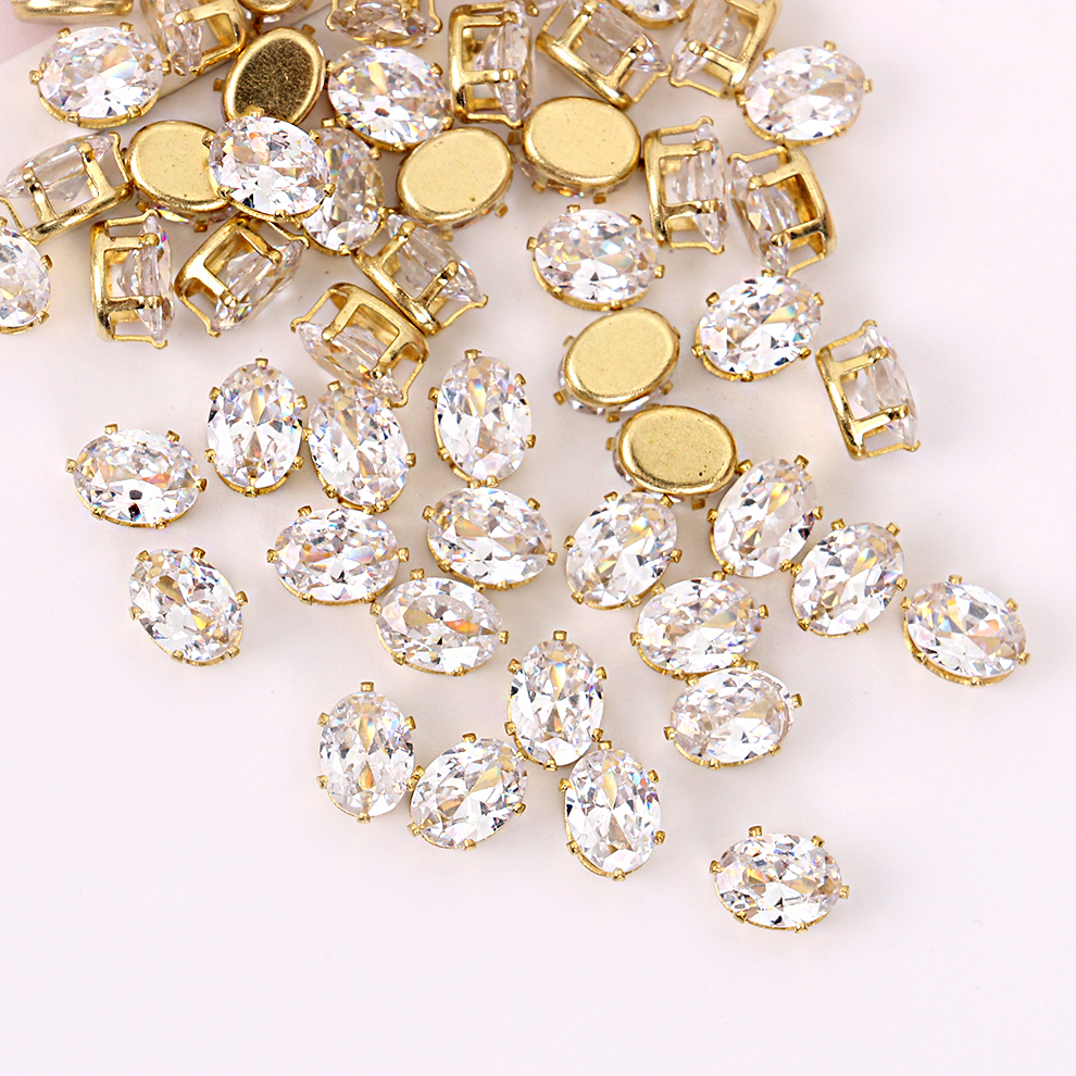Zircon claw egg-shaped pendants, pendants, earrings, necklaces, accessories, shoes, clothing, wedding dresses, nail art accessories wholesale zircon claw oval details Picture
