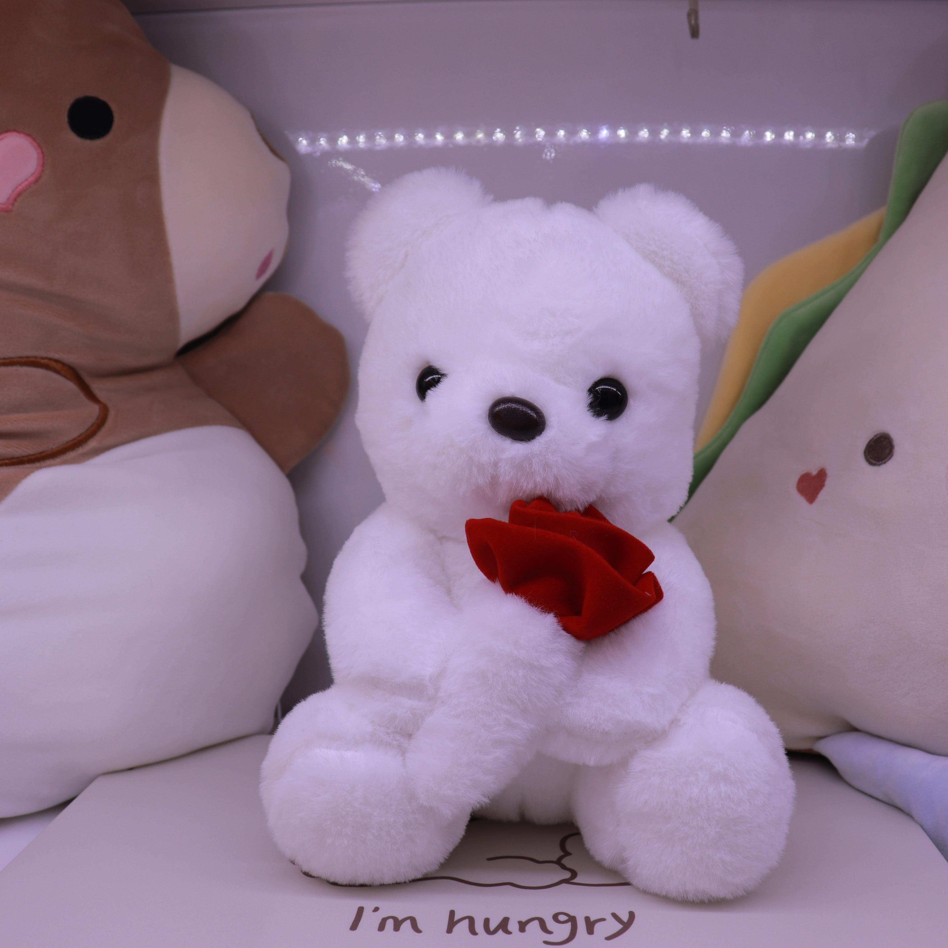 2022 New Rose Bear plush toy, a cute birthday gift for boys and girls' bedrooms, 23cm white plush toy Specification image