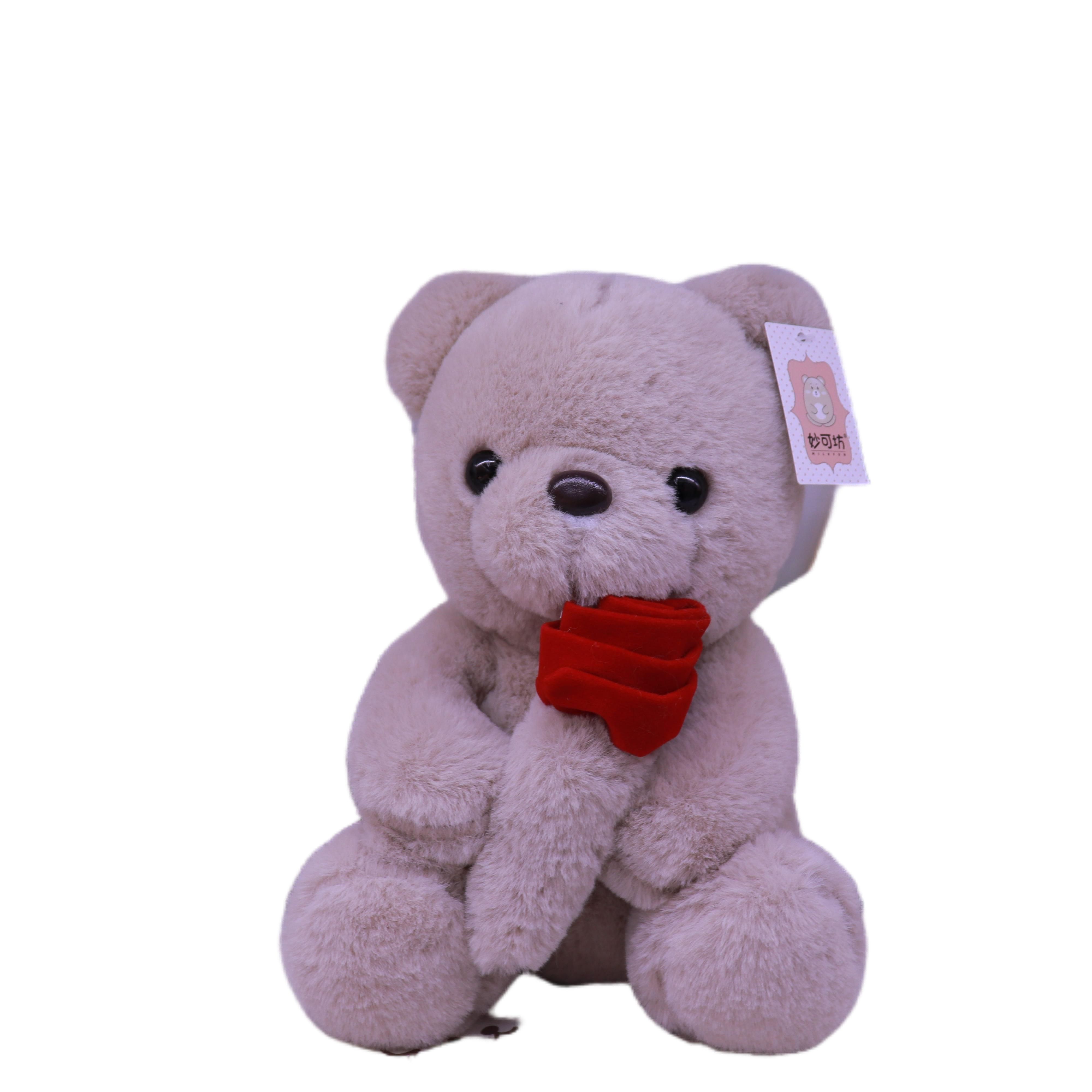 2022 New Rose Bear plush toy, a cute birthday gift for boys and girls' bedrooms, 23cm white plush toy Item Picture