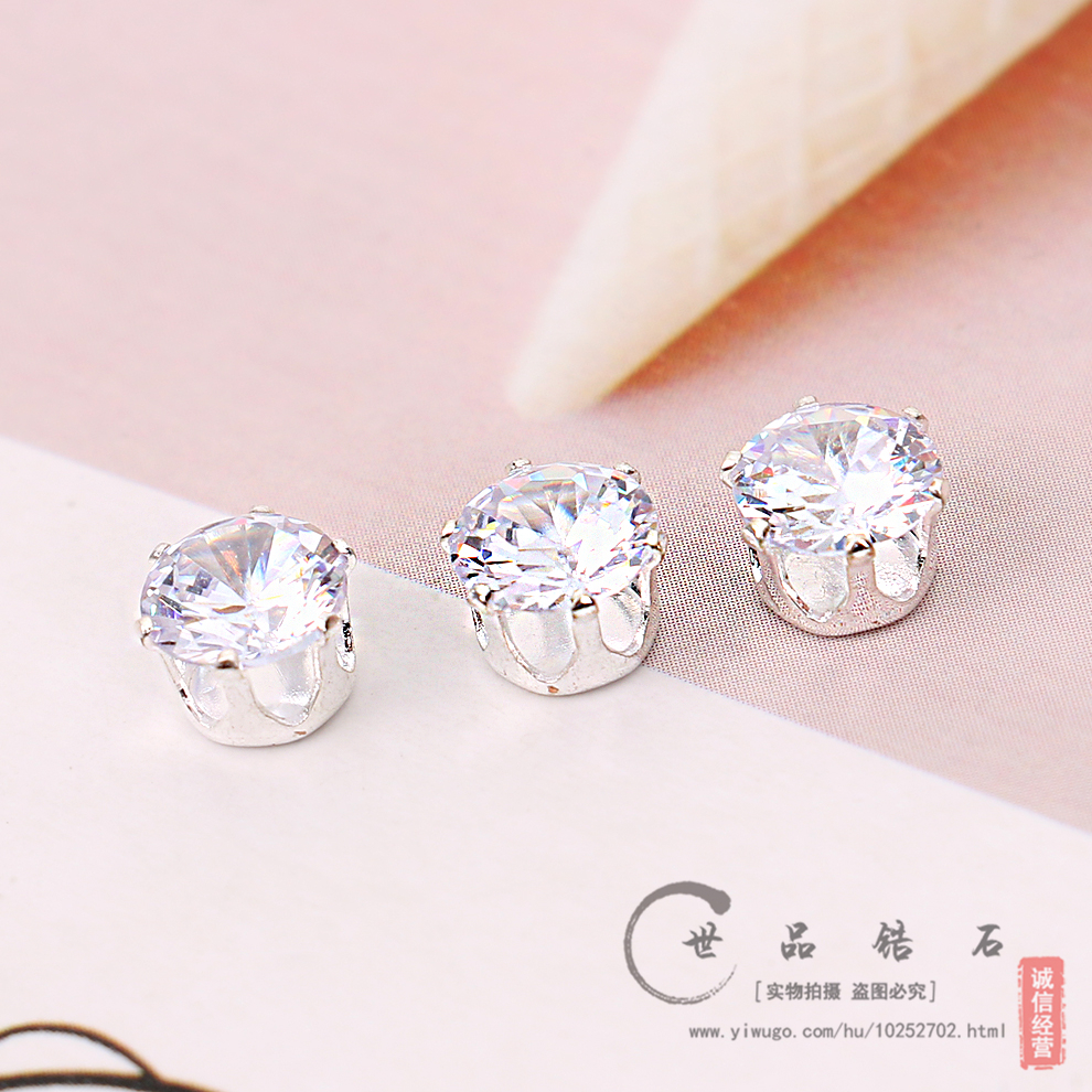 Round zircon electroplated silver color-retaining copper claws, zircon accessories, copper accessories, pendant chains, shoes, clothing, wedding dress accessories, zircon claws details Picture