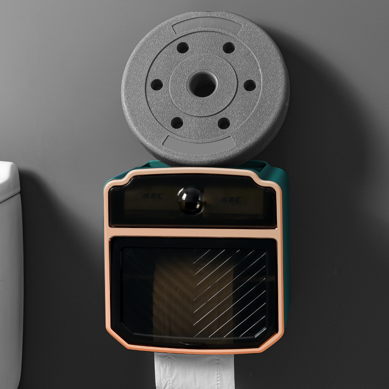 Creative waterproof tissue holder without holes, tissue roll tube, toilet and bathroom storage rack, double-layer tissue box Specification image