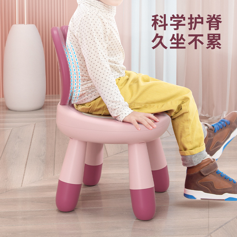 Baby call chair, stool, kindergarten small chair, children's plastic backrest chair, early education center student desks and chairs Specification image