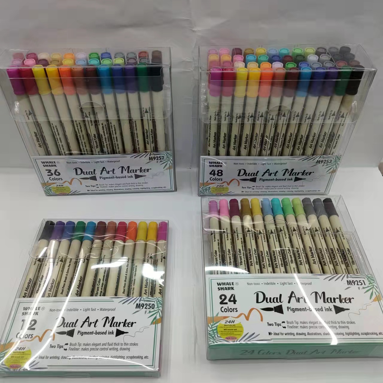 亚马逊双头勾线笔彩色马克笔软头水彩笔美术用品儿童绘画笔-厂家批发 