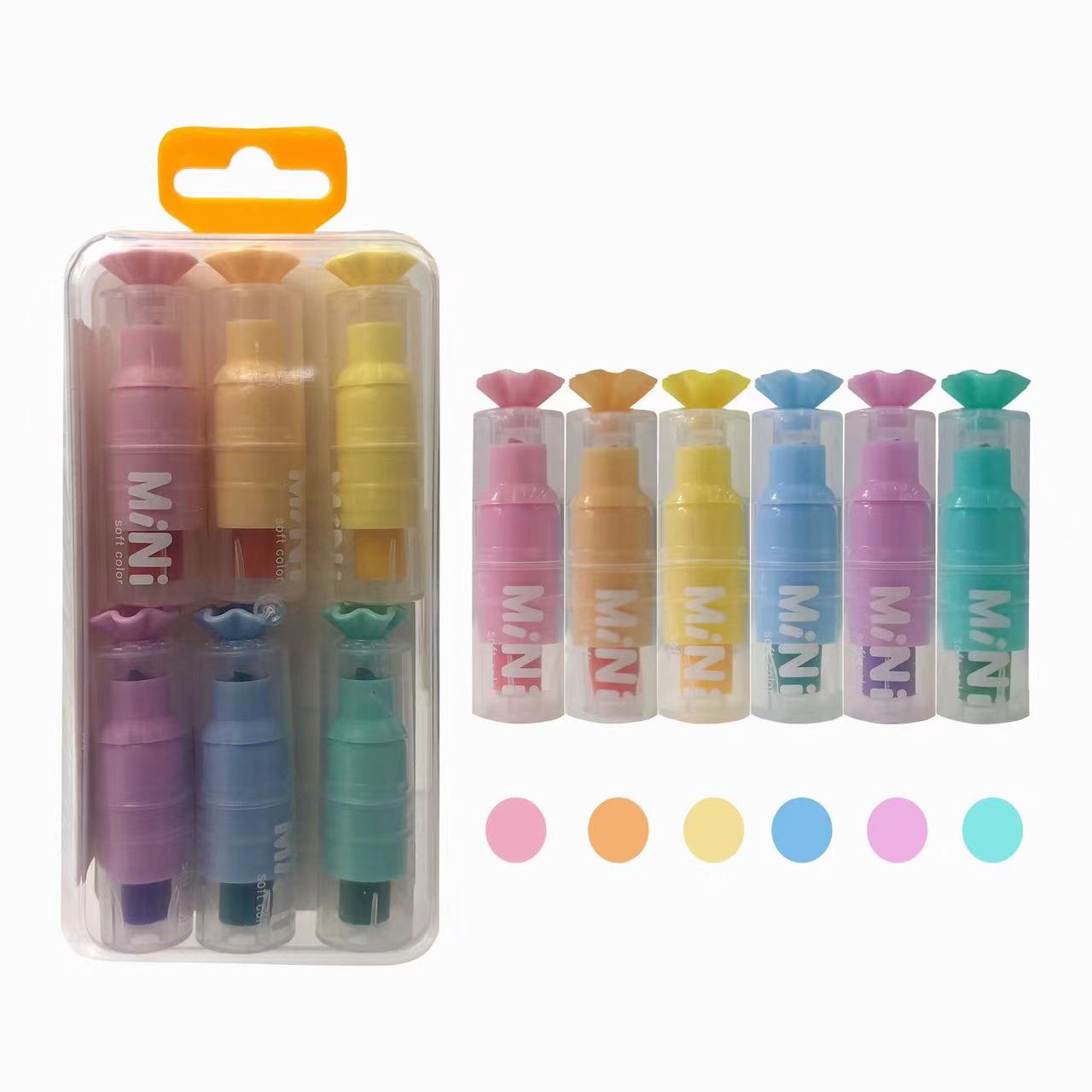 Student 750 Candy-shaped highlighter DIY 6-color graffiti painting macaron planner pen Line marking pen