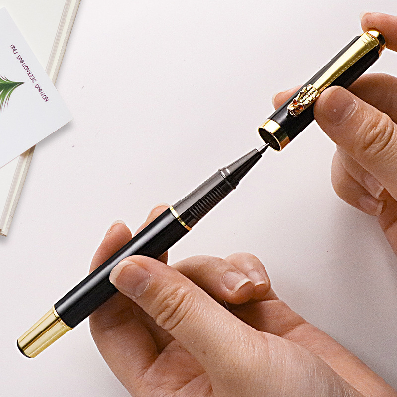 Wholesale of classic metal faucet signature pens, ballpoint pens, engraved custom logos, business metal bead pens details Picture