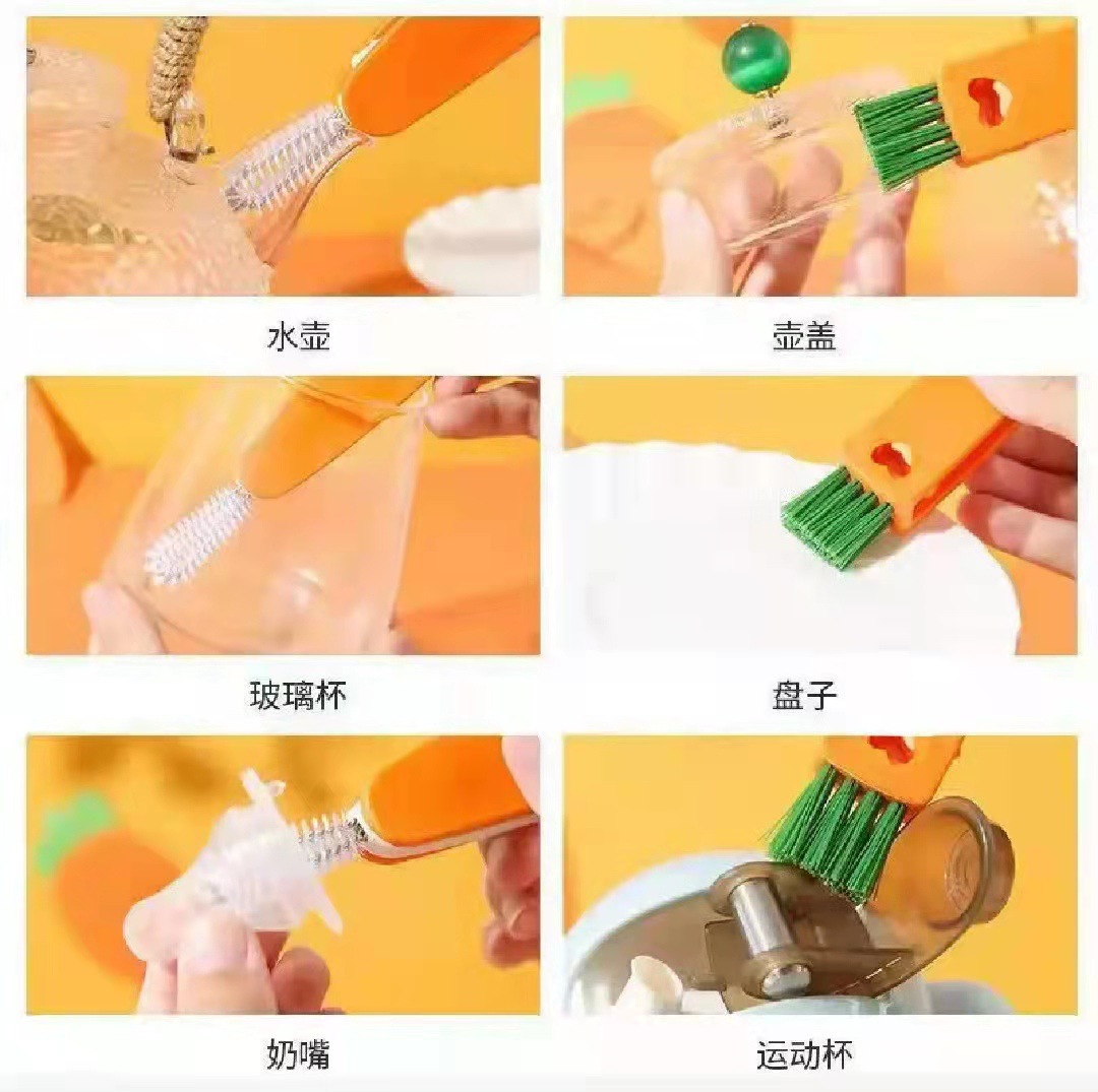 Three-in-one cup lid cleaning brush for export