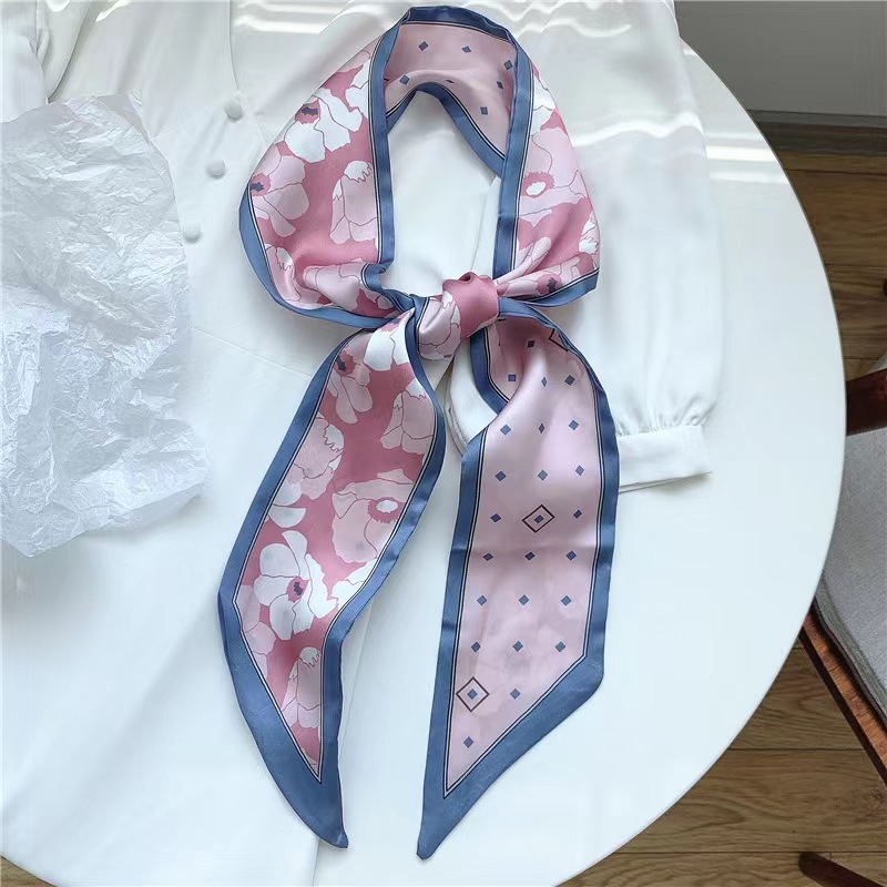FLY1849 Silk scarf for women's Spring and Autumn, long, stylish and lazy girl, Korean versatile decorative neckerchief and scarf, paired with suit and bag details Picture