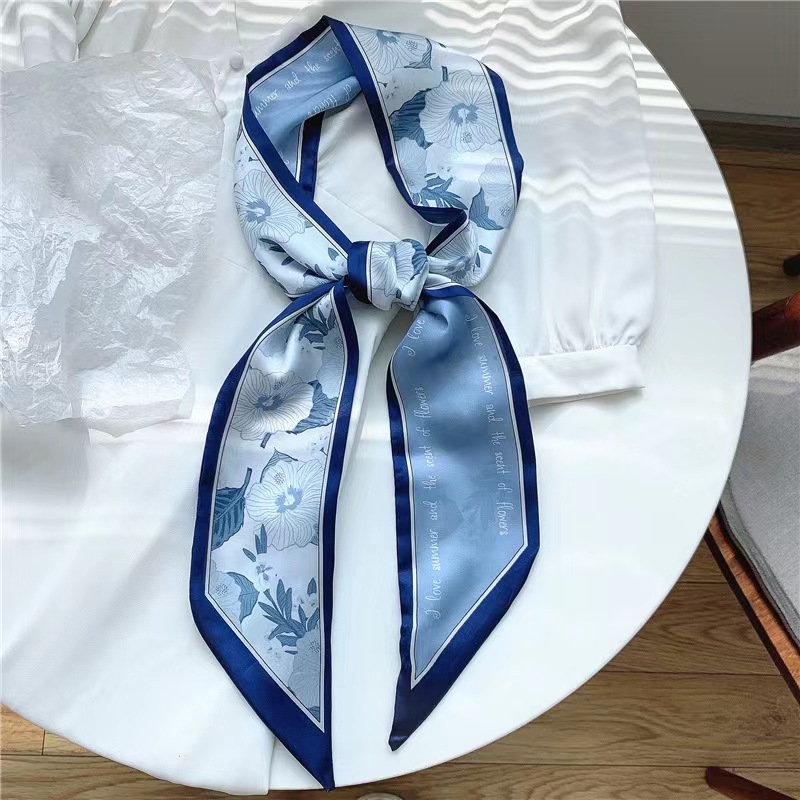 FLY1850 Silk scarf for women's Spring and Autumn, long, stylish and lazy girl, Korean versatile decorative neckerchief and scarf, paired with suit and bag