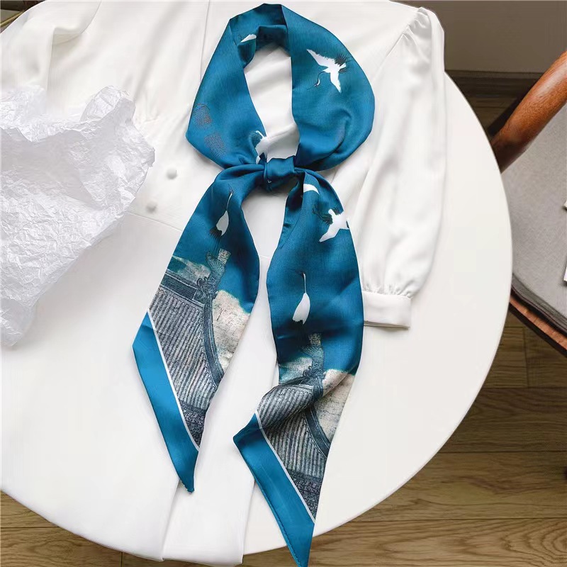FLY1852 Silk scarf for women's Spring and Autumn, long, stylish and lazy girl, Korean versatile decorative neckerchief and scarf, paired with suit and bag Specification image