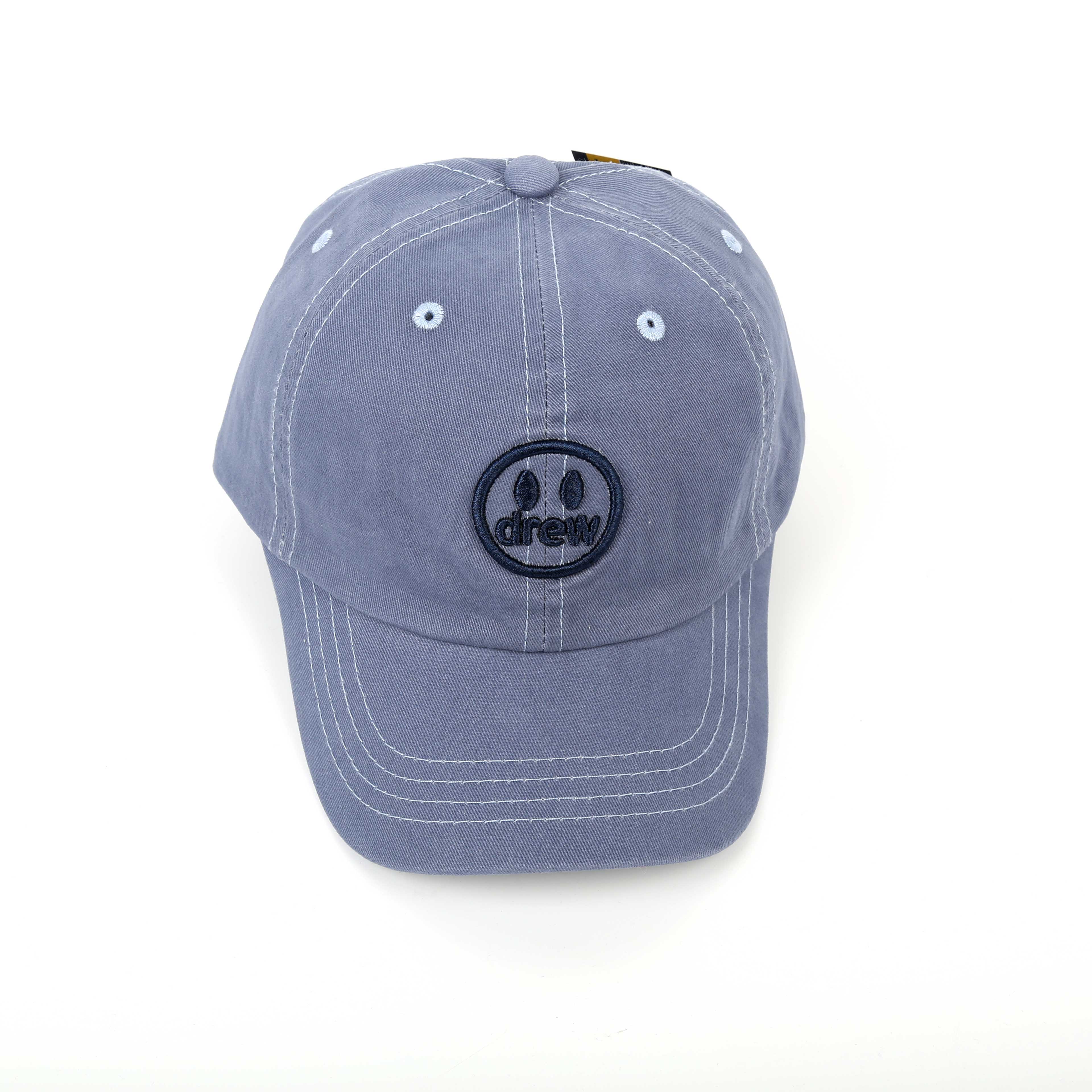 Summer men's baseball cap, washed pure cotton baseball cap, smiling face embroidery
