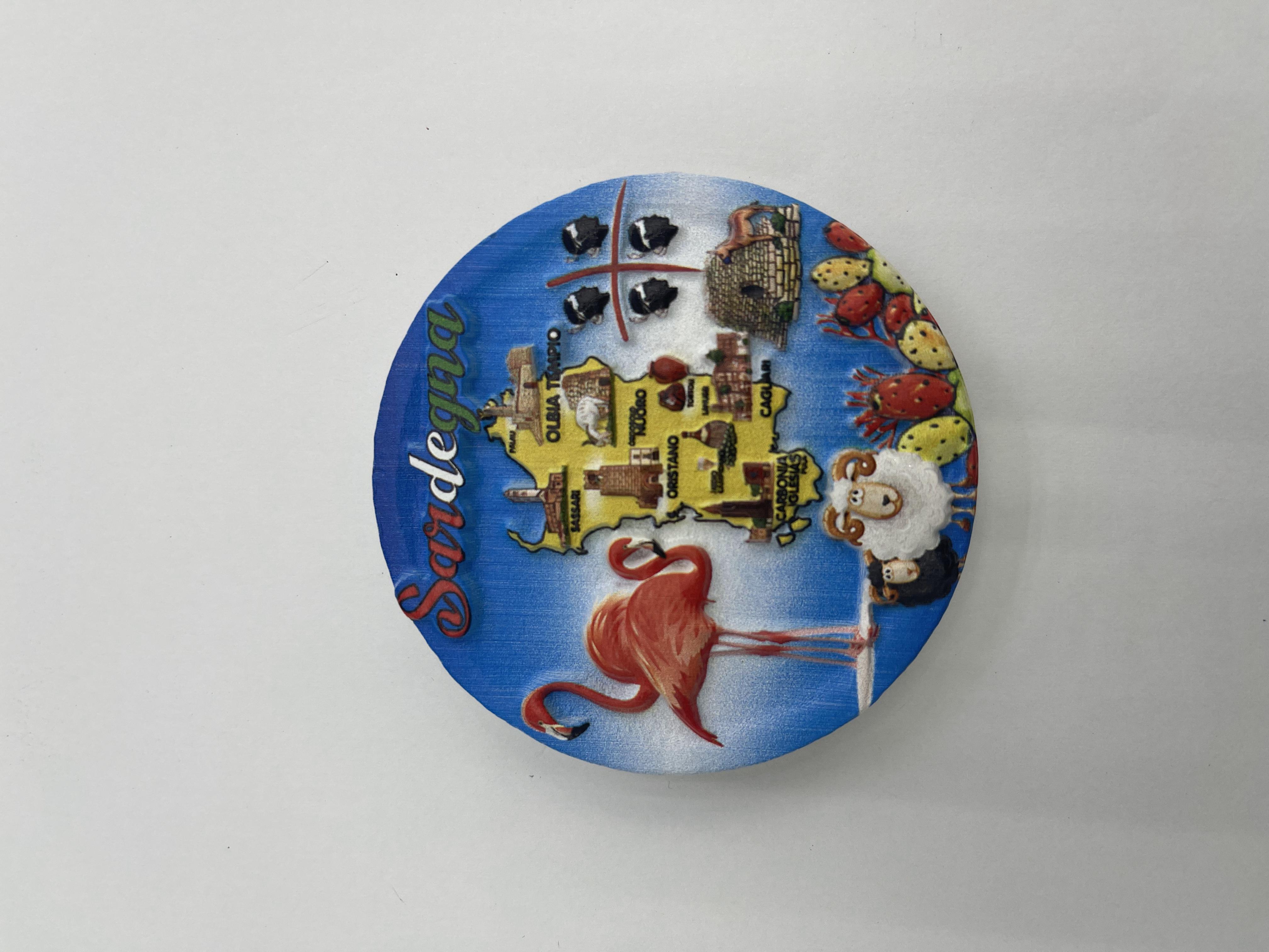 厂家直供意大利撒丁岛树脂打印冰箱贴旅游纪念品可来样定做