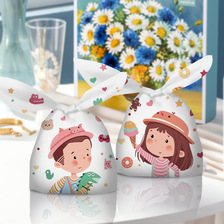 新款儿童兔耳朵点心包装袋糖果饼干袋烘焙包装男孩女孩礼品袋50个