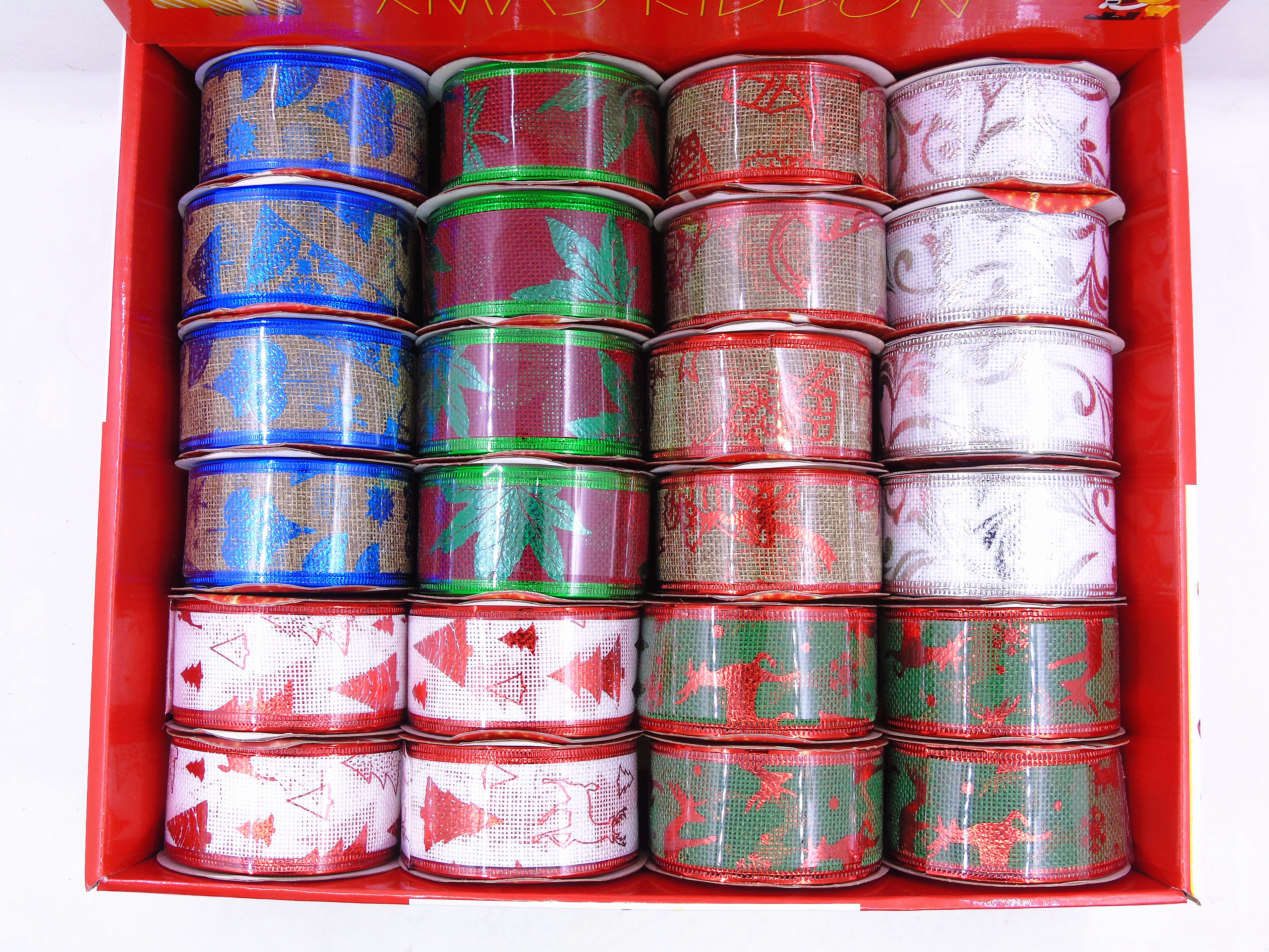 3.8cm x 2.7m Christmas linen series ribbon roll decoration details Picture
