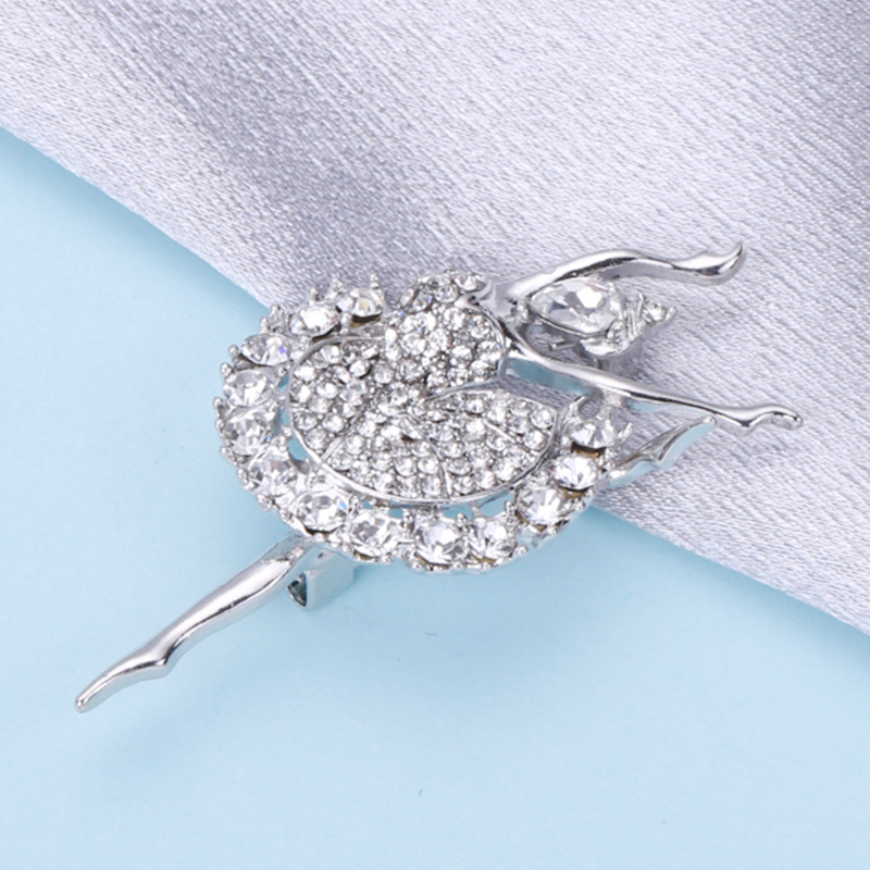 Factory direct sales, popular in foreign trade, high-end new style Jianxiao, retro and elegant ballet, light luxury, waterproof diamond brooch, fashionable clothes and accessories, wool pin items Specification image