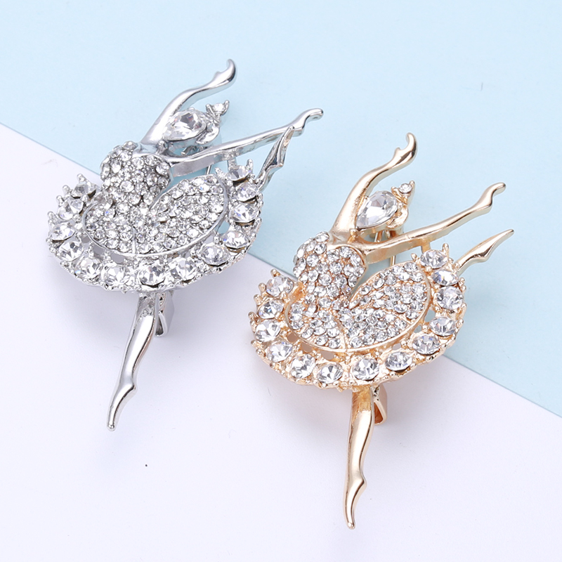 Factory direct sales, popular in foreign trade, high-end new style Jianxiao, retro and elegant ballet, light luxury, waterproof diamond brooch, fashionable clothes and accessories, wool pin items details Picture