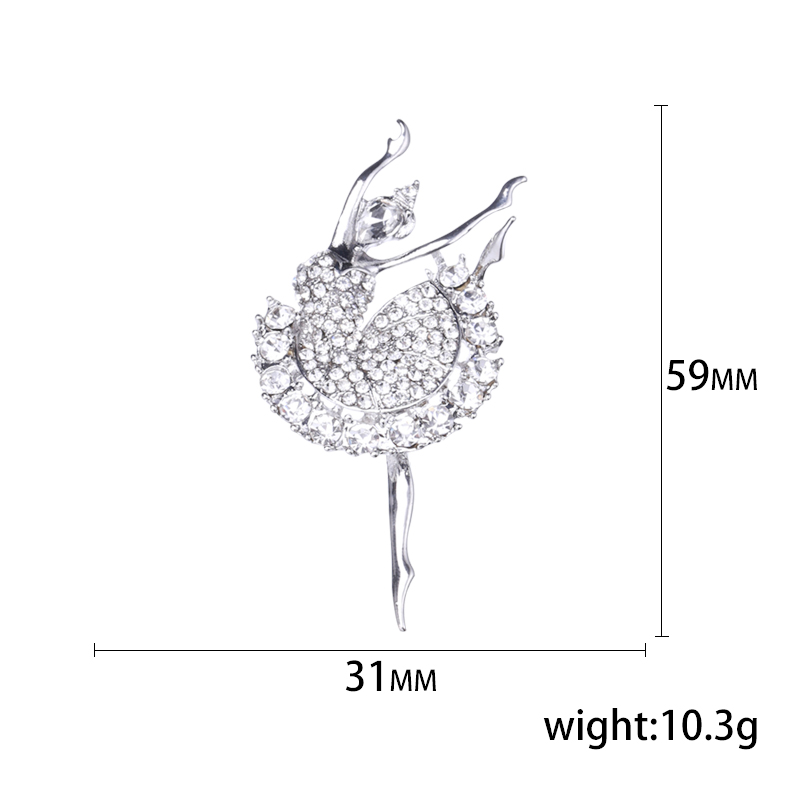 Factory direct sales, popular in foreign trade, high-end new style Jianxiao, retro and elegant ballet, light luxury, waterproof diamond brooch, fashionable clothes and accessories, wool pin items Application Scenario