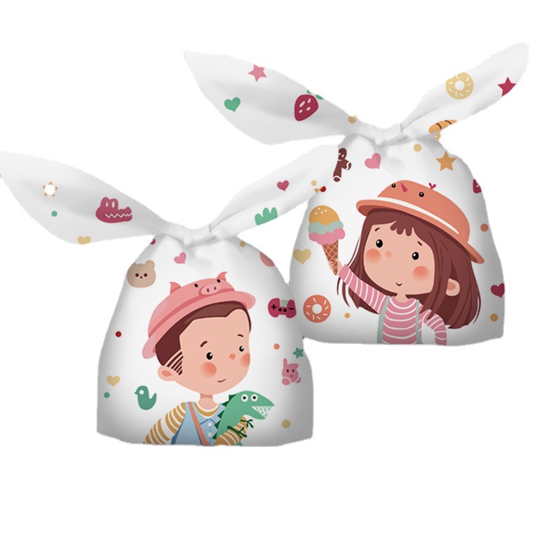 新款儿童兔耳朵点心包装袋糖果饼干袋烘焙包装男孩女孩礼品袋50个详情图5