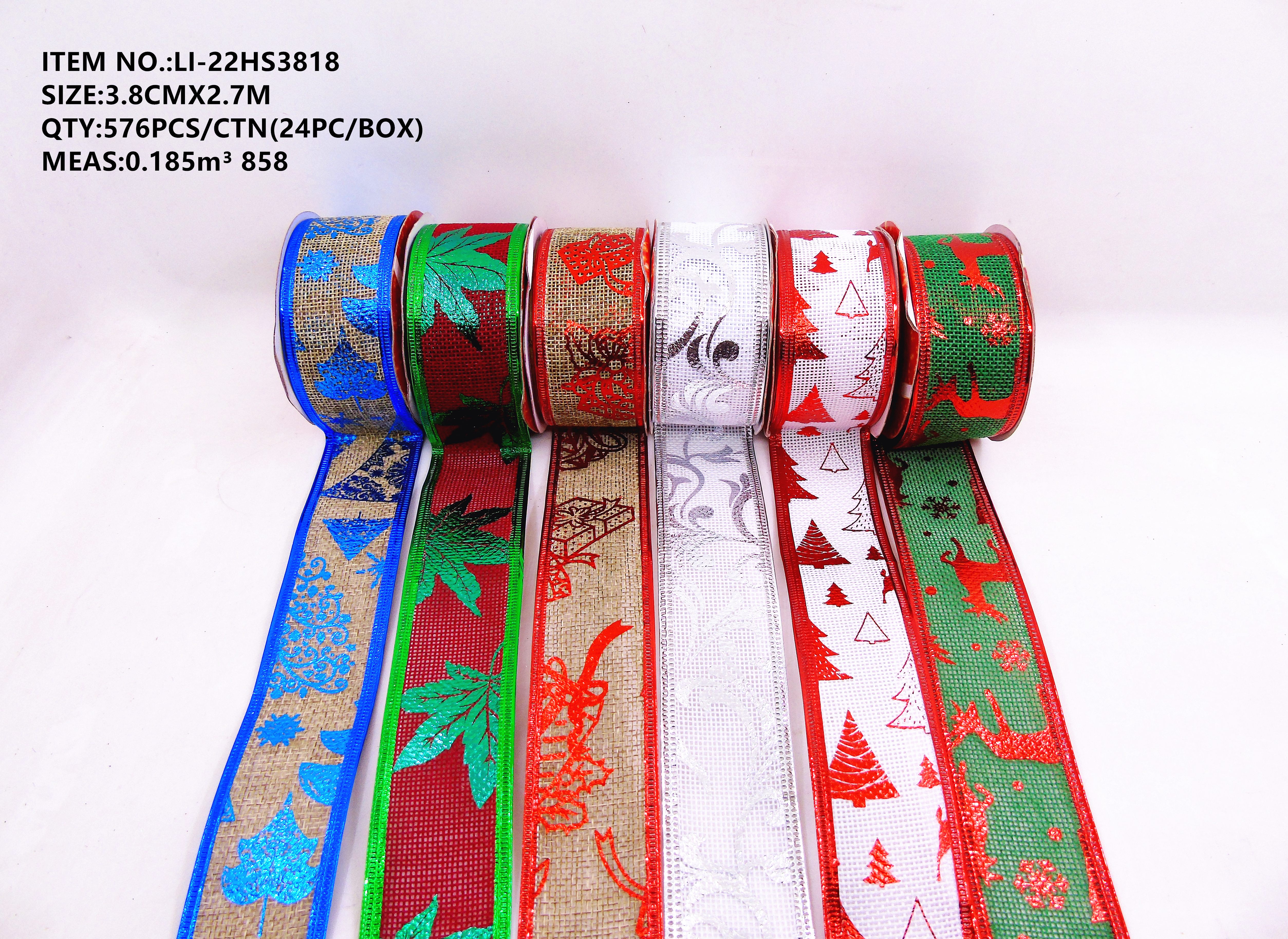 3.8cm x 2.7m Christmas linen series ribbon roll decoration