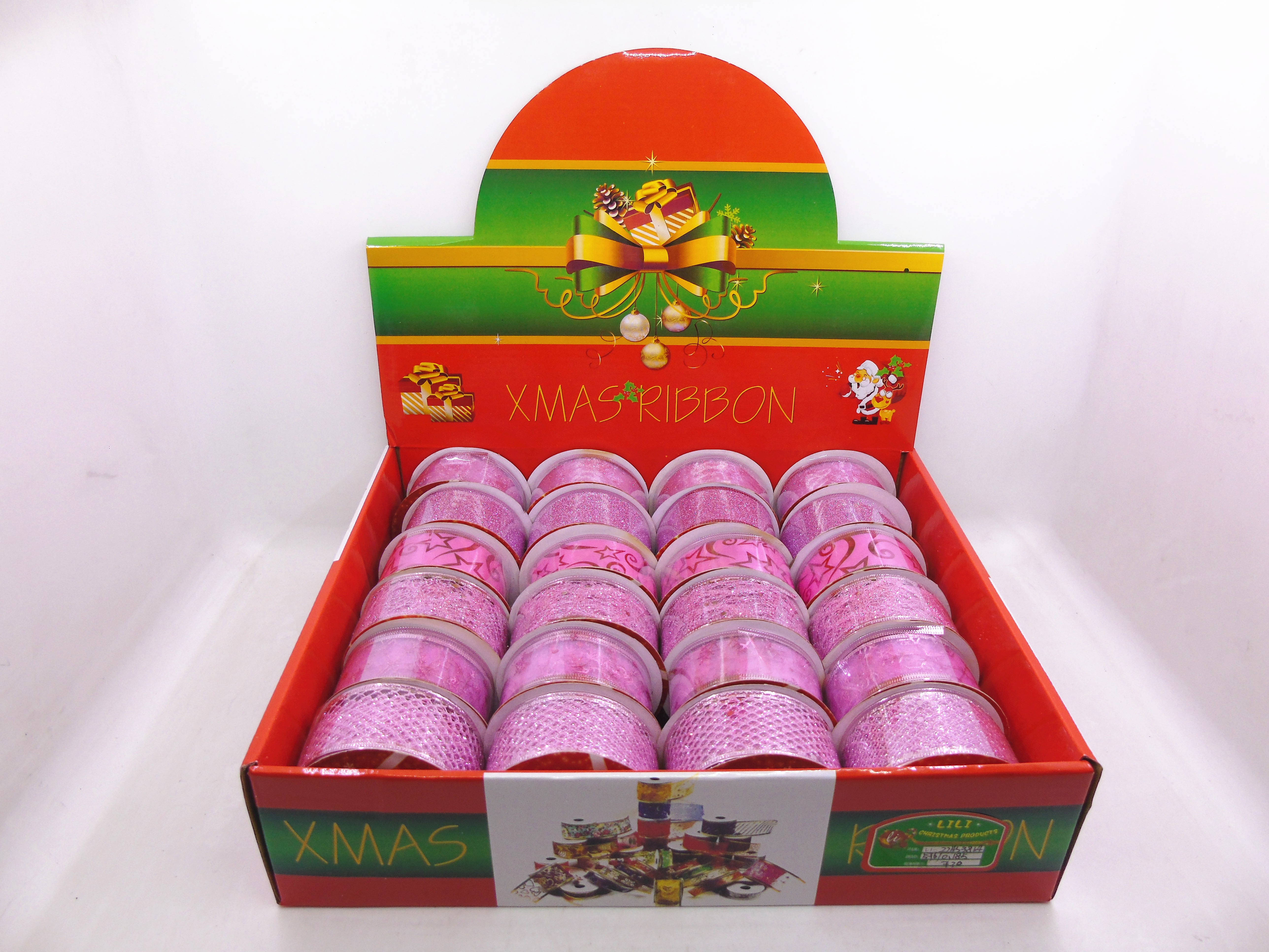 3.8cm x 2.7m Christmas pink series ribbon roll decoration details Picture
