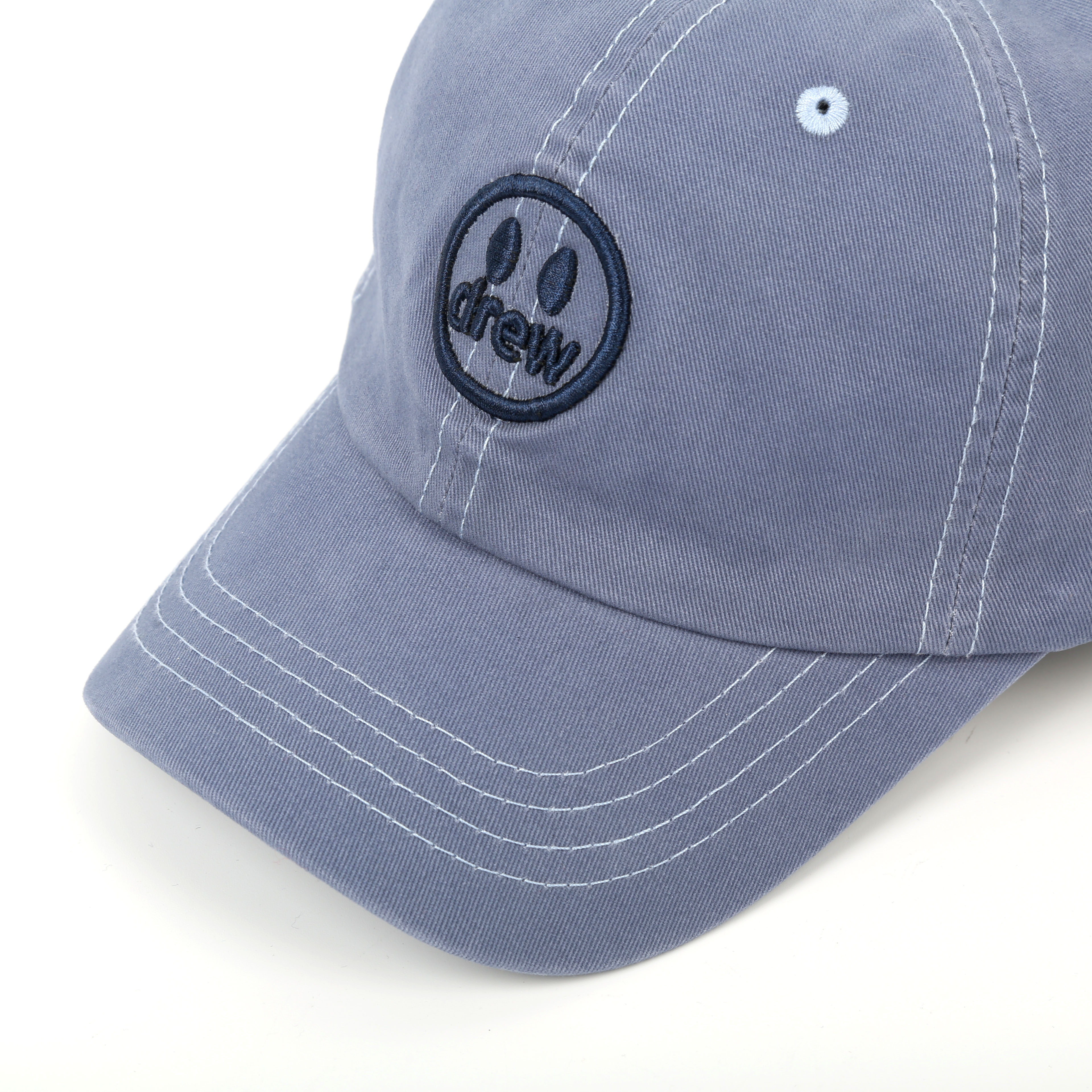 Summer men's baseball cap, washed pure cotton baseball cap, smiling face embroidery Item Picture