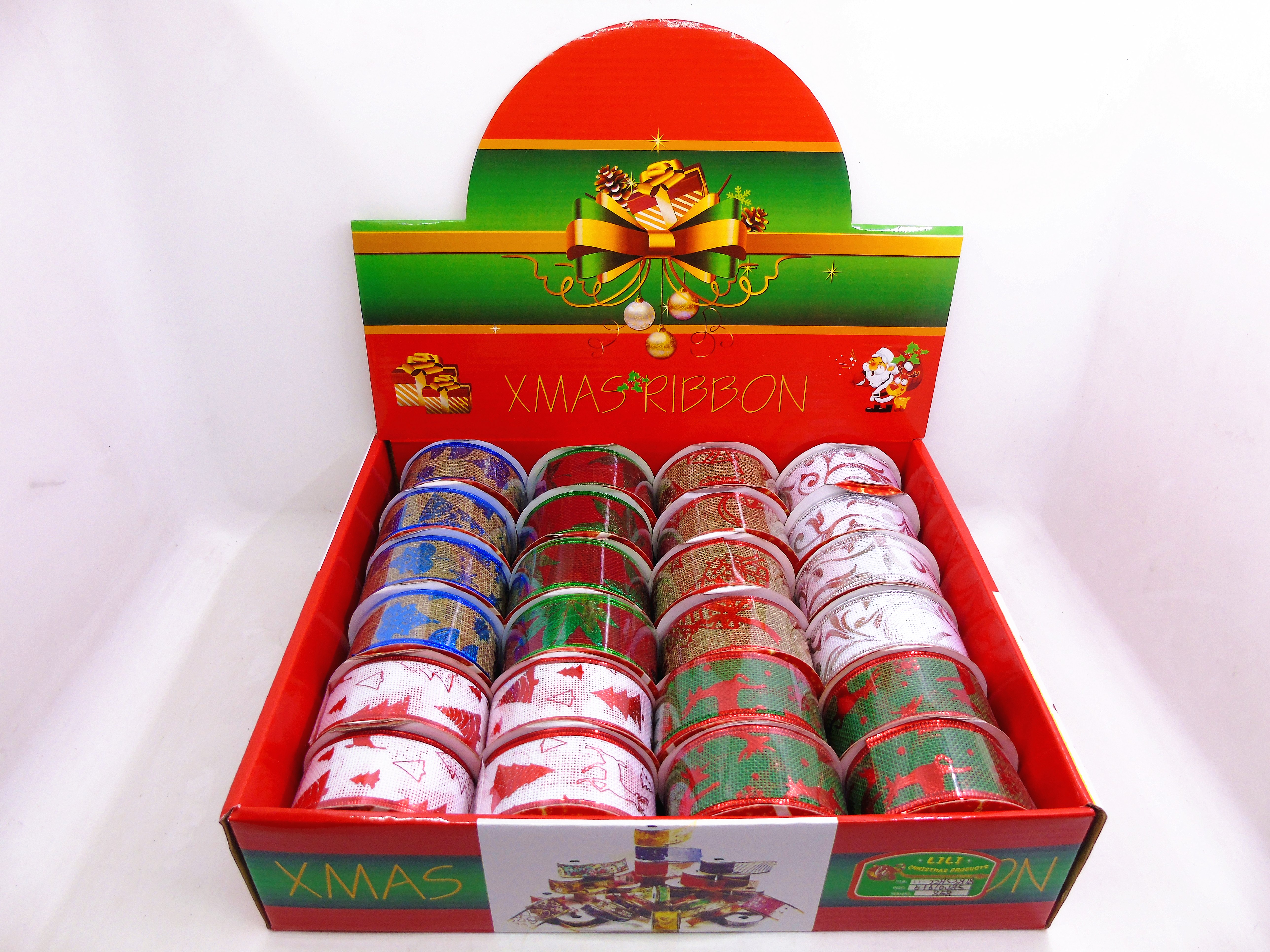3.8cm x 2.7m Christmas linen series ribbon roll decoration Specification image